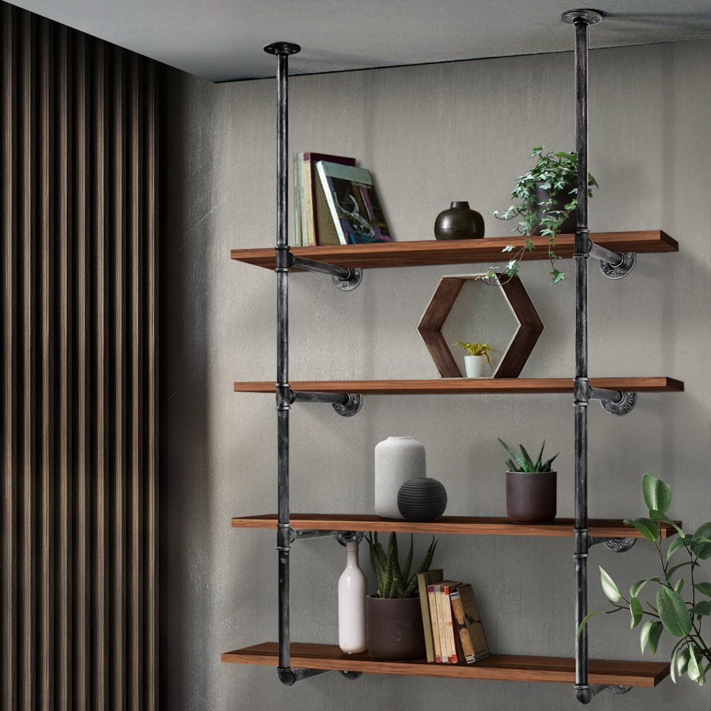 Artiss Floating DIY Pipe Shelf Metal Brackets Set of 2 - Image 1