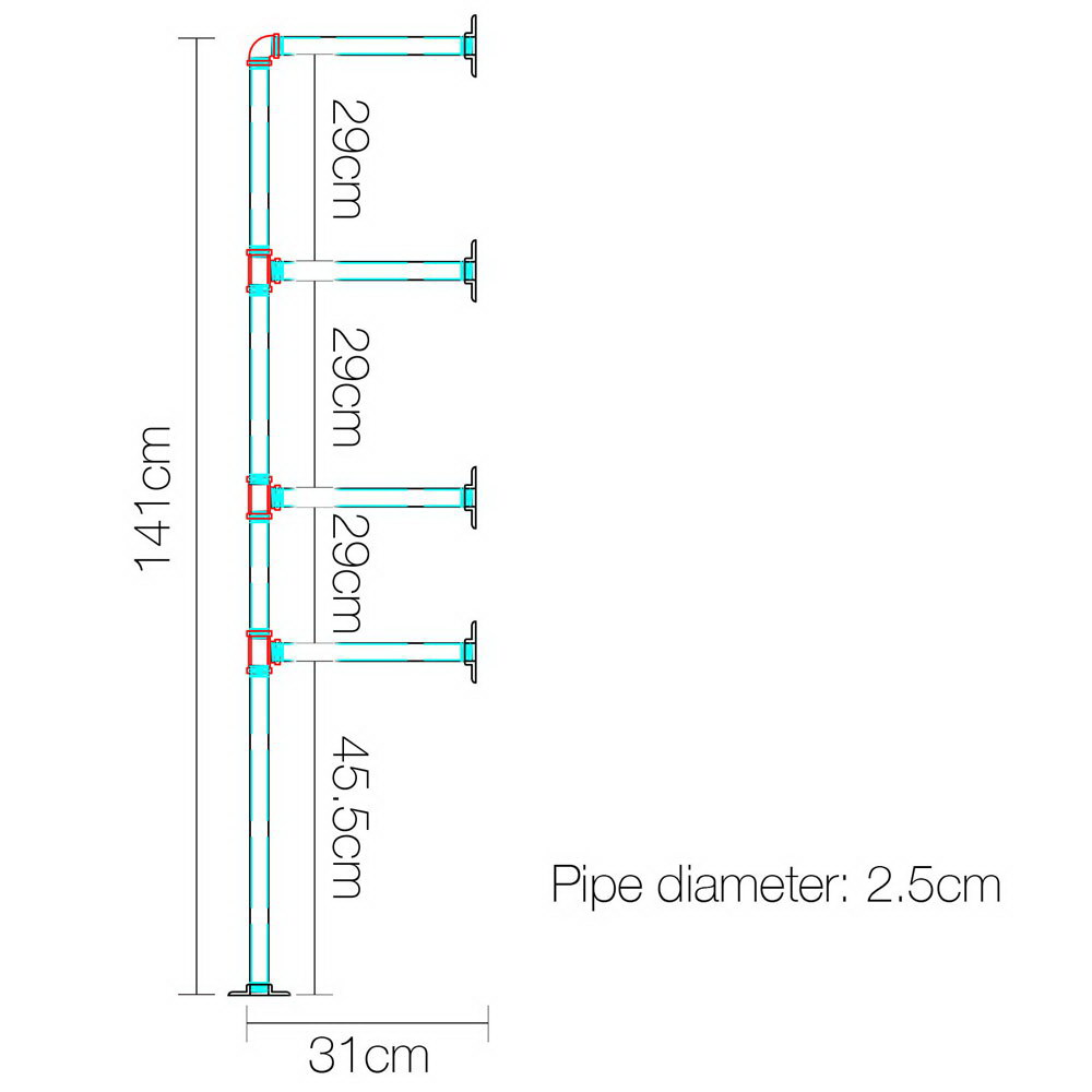 Artiss Floating DIY Pipe Shelf Metal Brackets Set of 2 - Image 2