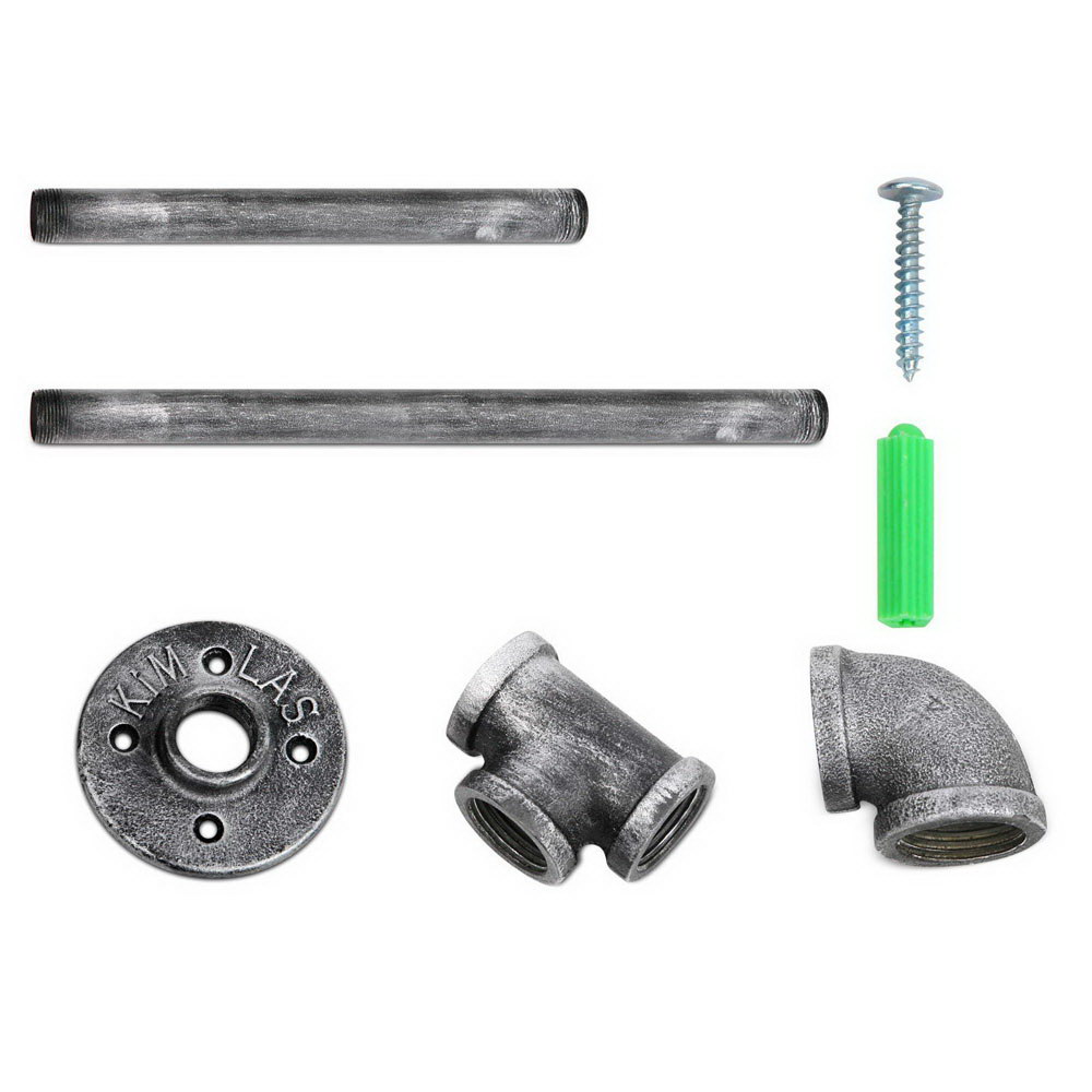 Artiss Floating DIY Pipe Shelf Metal Brackets Set of 2 - Image 5