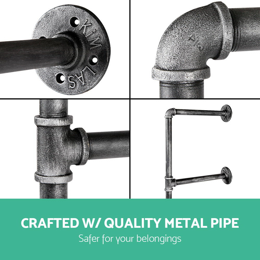 Artiss Floating DIY Pipe Shelf Metal Brackets Set of 2 - Image 6