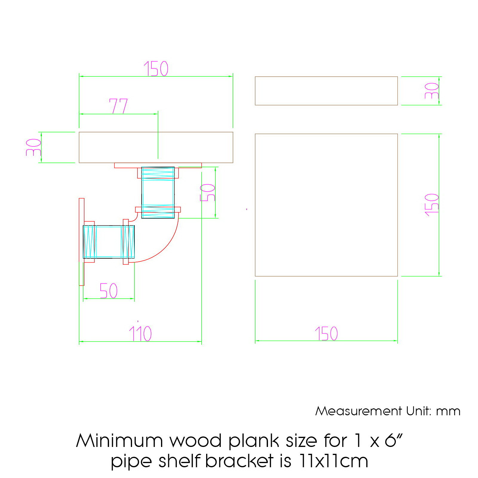Artiss 8x Floating Pipe Shelf DIY Metal Wall Brackets - Image 2
