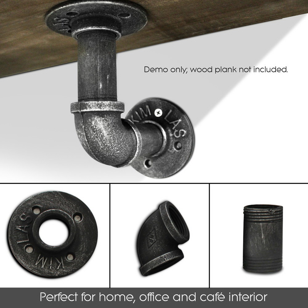 Artiss 8x Floating Pipe Shelf DIY Metal Wall Brackets - Image 5