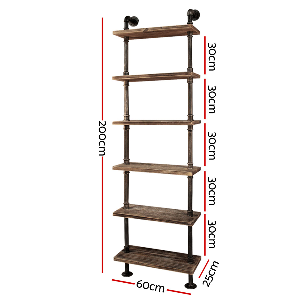 Artiss Floating DIY Pipe Shelf 6 Tiers - IDA - Image 2