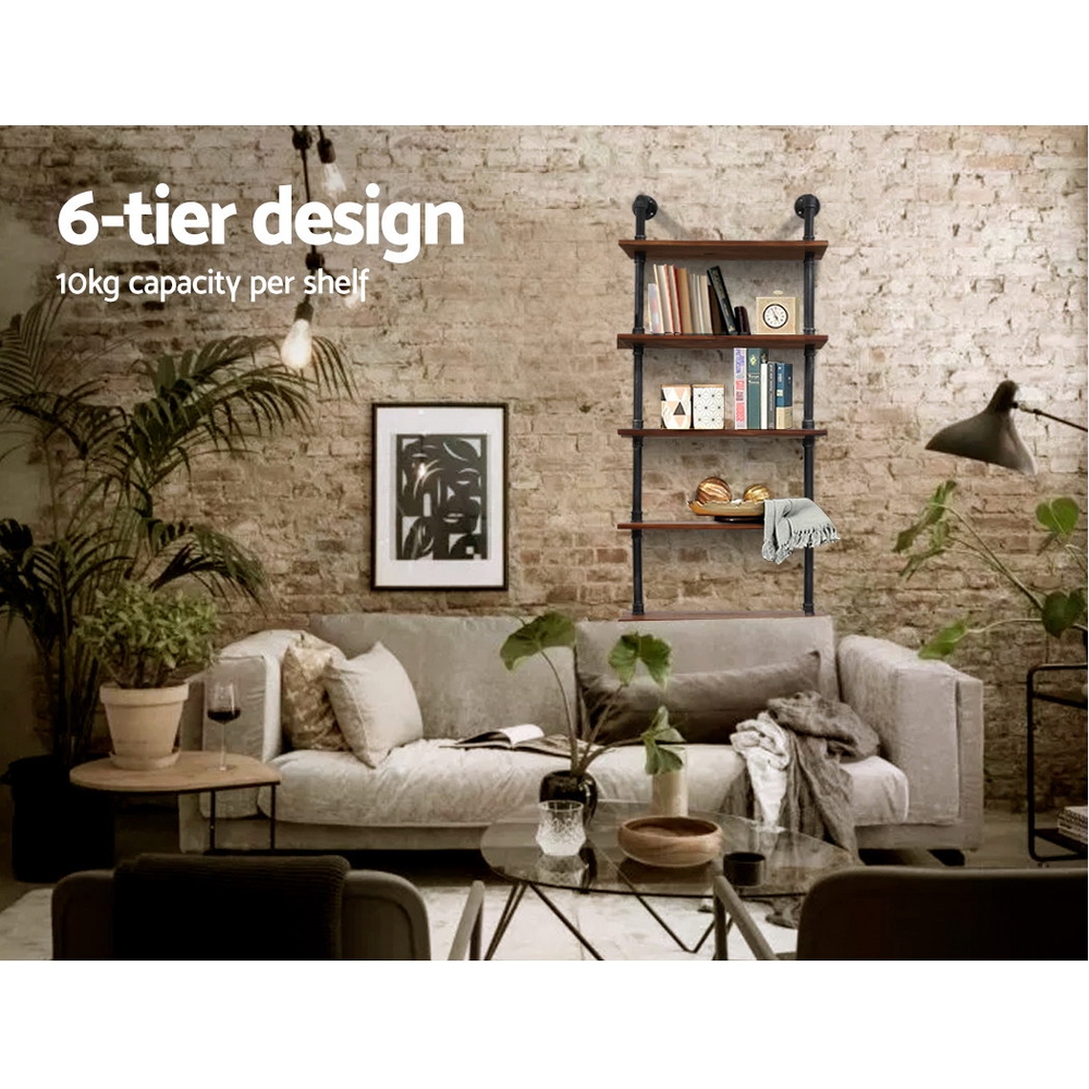 Artiss Floating DIY Pipe Shelf 6 Tiers - IDA - Image 5