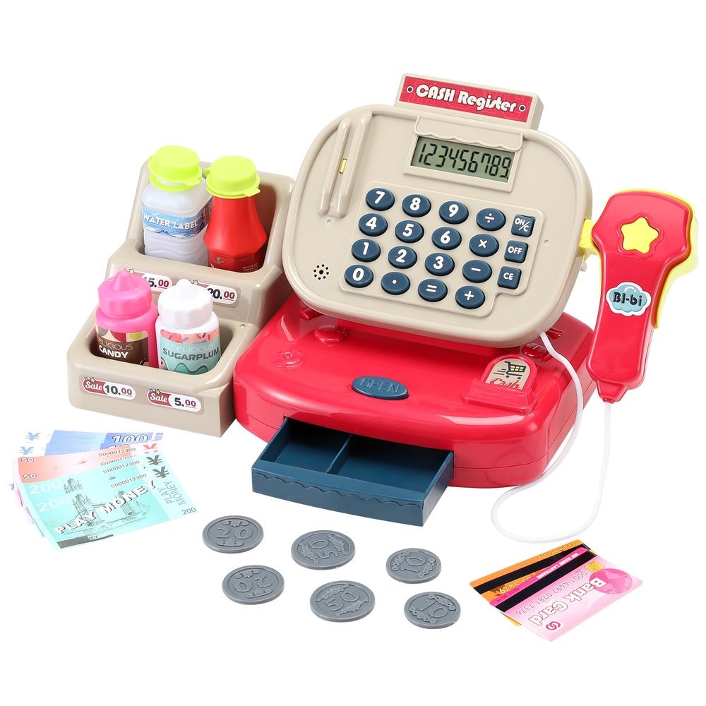 Keezi Kids Cash Register Calculator Pretend Play Shops Money Checkout Toys Set - Image 1