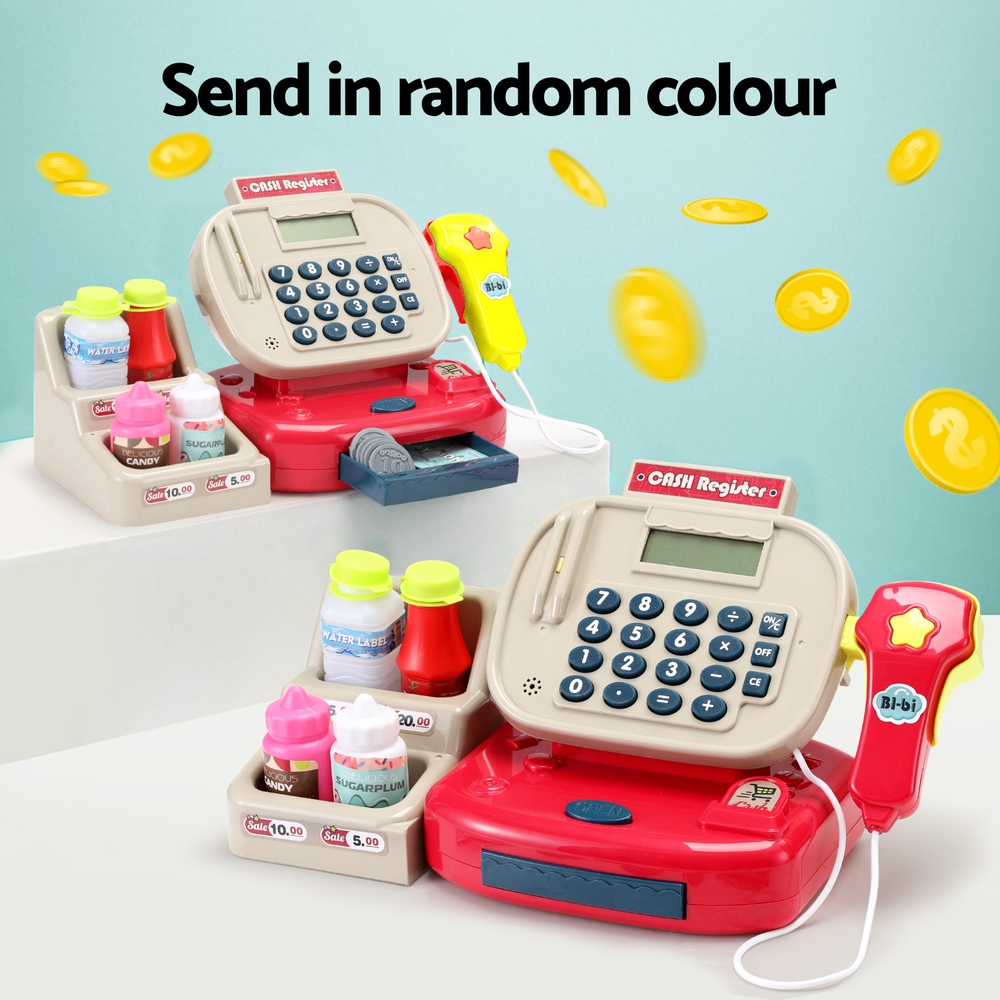 Keezi Kids Cash Register Calculator Pretend Play Shops Money Checkout Toys Set - Image 6