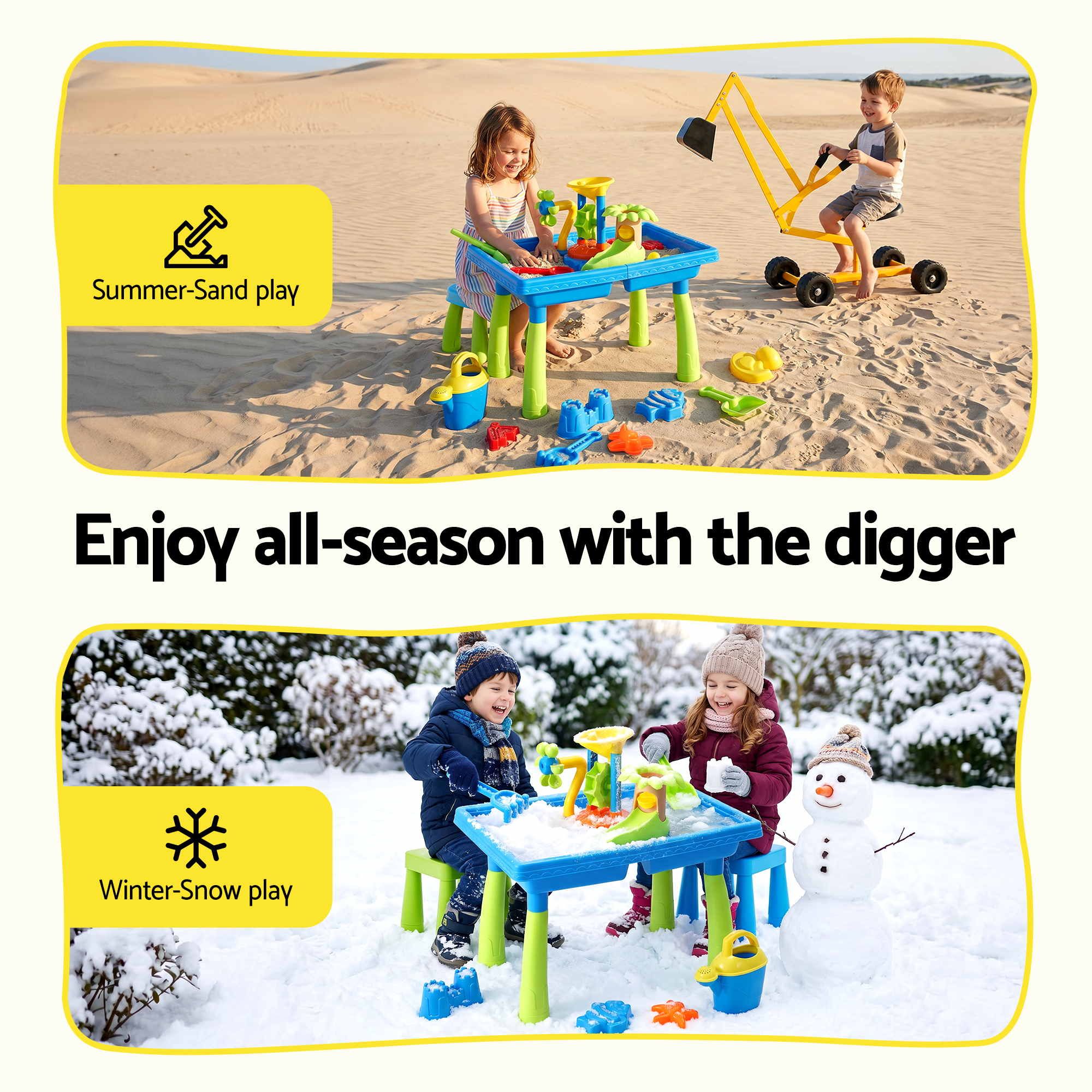 Keezi Ride On Digger with Sand and Water Table Sandpit Toys Set - Image 8