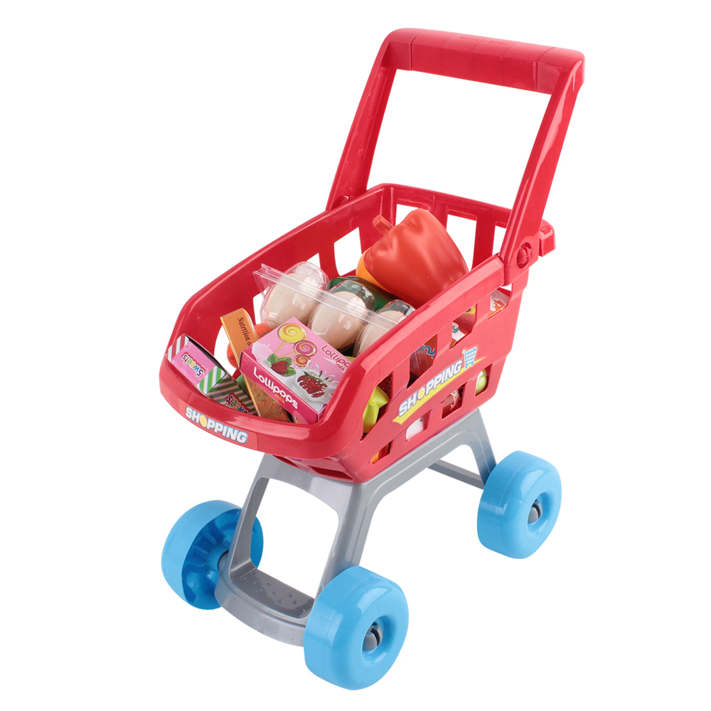 Keezi Kids Pretend Role Play Supermarket 24 Piece Playset Cash Register Trolley - Image 5