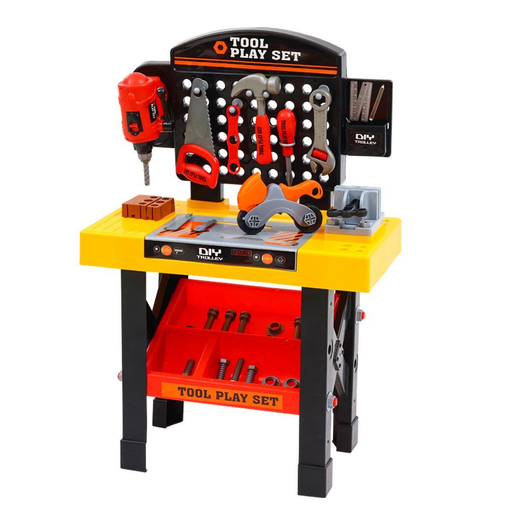 Keezi Kids Pretend Workbench DIY Tools 54 Piece Children Role Play Toys Black - Image 1