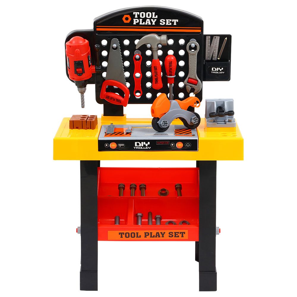 Keezi Kids Pretend Workbench DIY Tools 54 Piece Children Role Play Toys Black - Image 3
