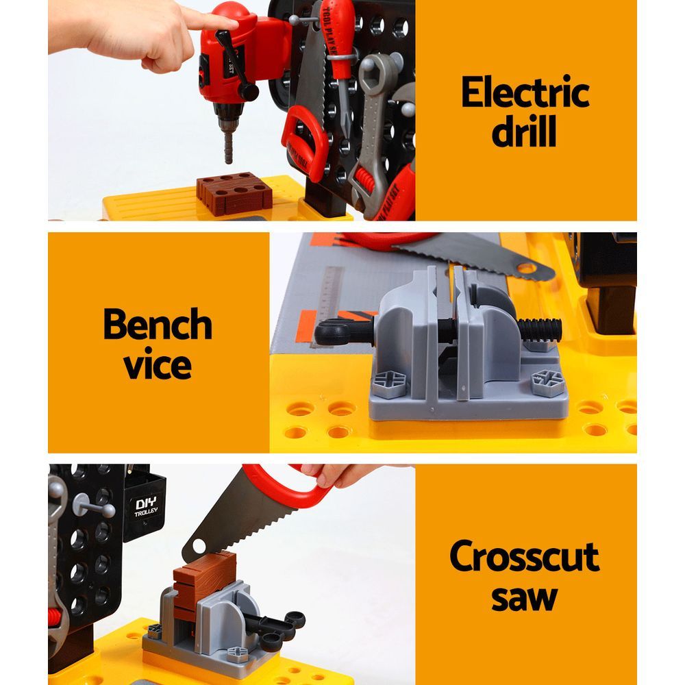 Keezi Kids Pretend Workbench DIY Tools 54 Piece Children Role Play Toys Black - Image 4