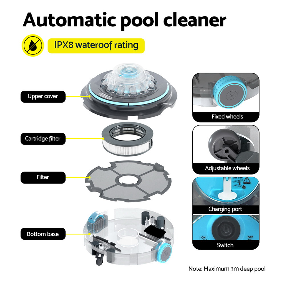 Aqua Buddy Robotic Pool Cleaner Automatic Vacuum Robot Swimming Cordless - Image 4