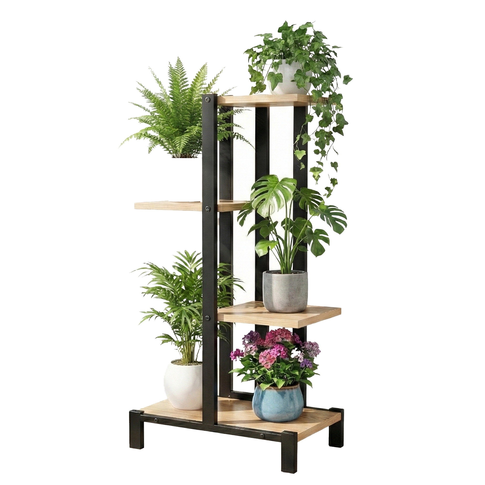Artiss 4 Tiers Plant Stand Metal Flower Pots Shelf Indoor Outdoor Garden Home - Image 2