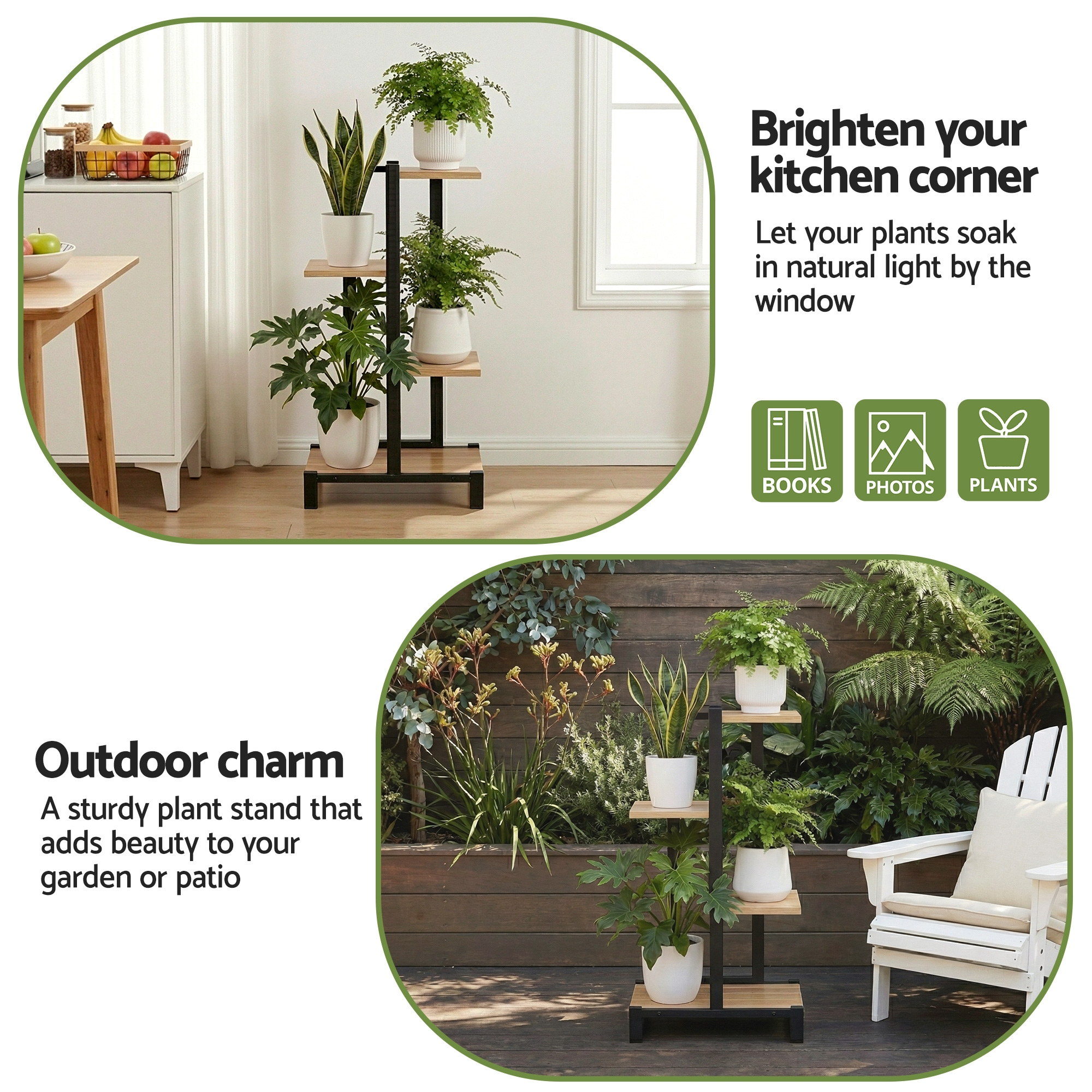 Artiss 4 Tiers Plant Stand Metal Flower Pots Shelf Indoor Outdoor Garden Home - Image 7