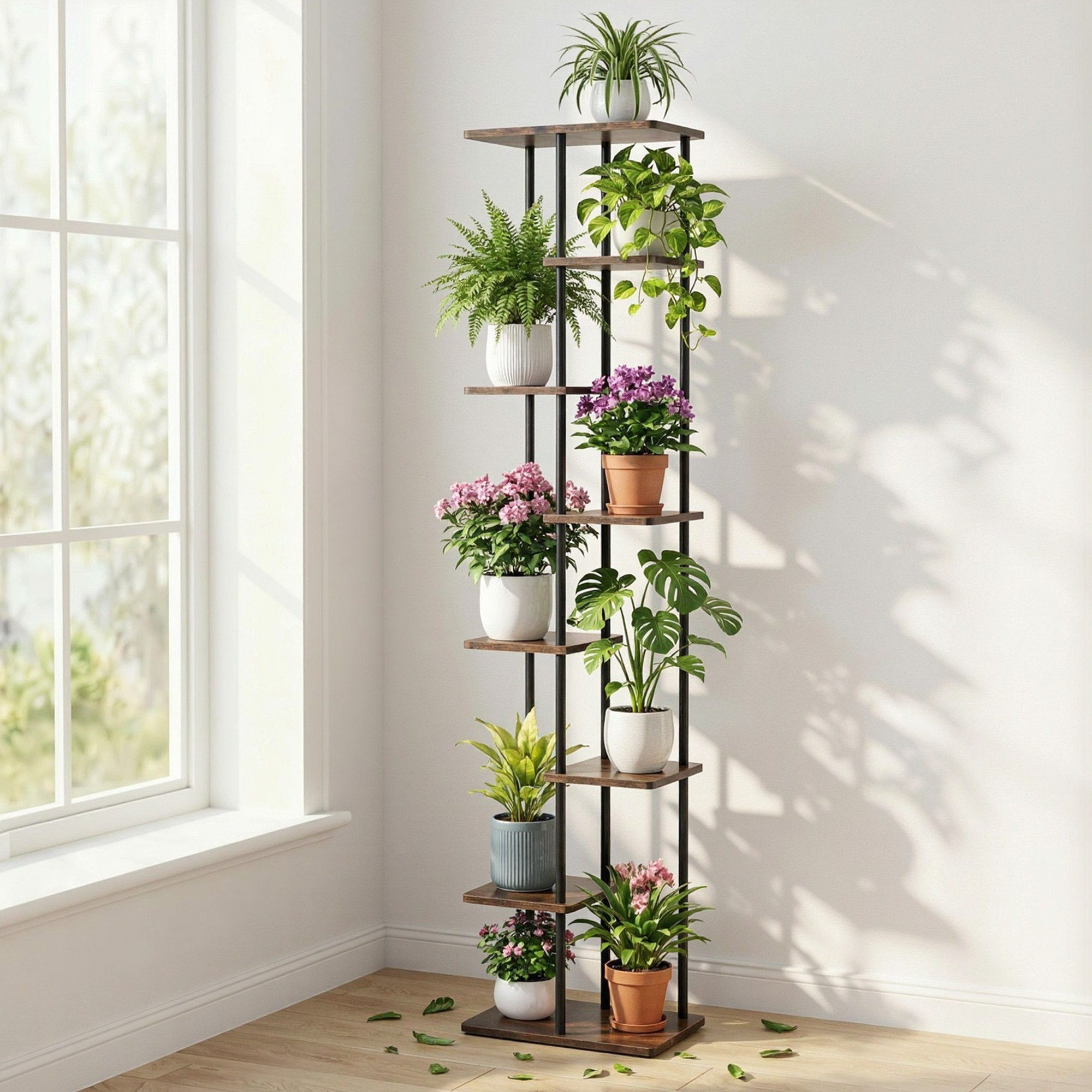 Artiss 8 Tiers Plant Stand Metal Flower Pots Shelf Indoor Outdoor Garden Home - Image 1