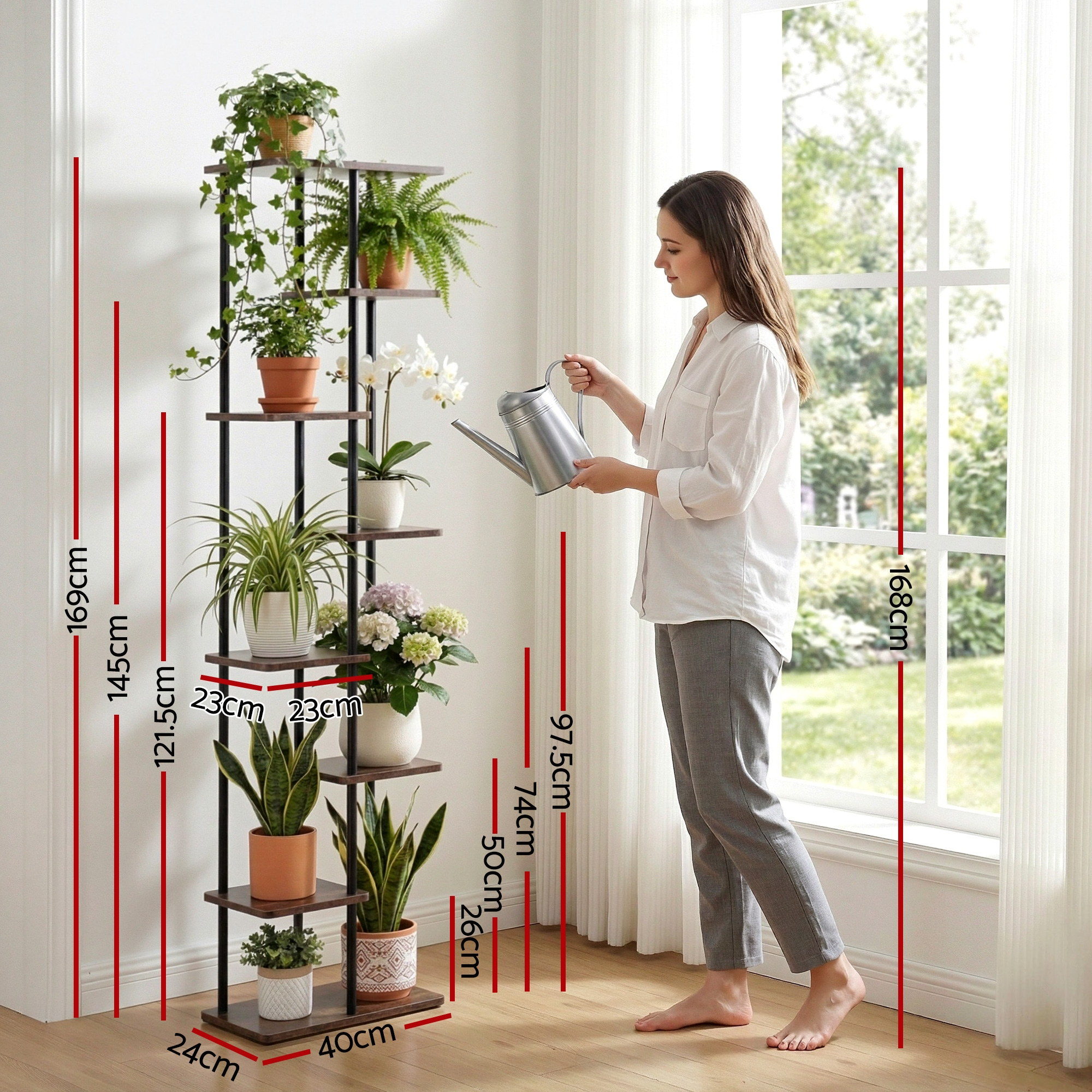 Artiss 8 Tiers Plant Stand Metal Flower Pots Shelf Indoor Outdoor Garden Home - Image 3
