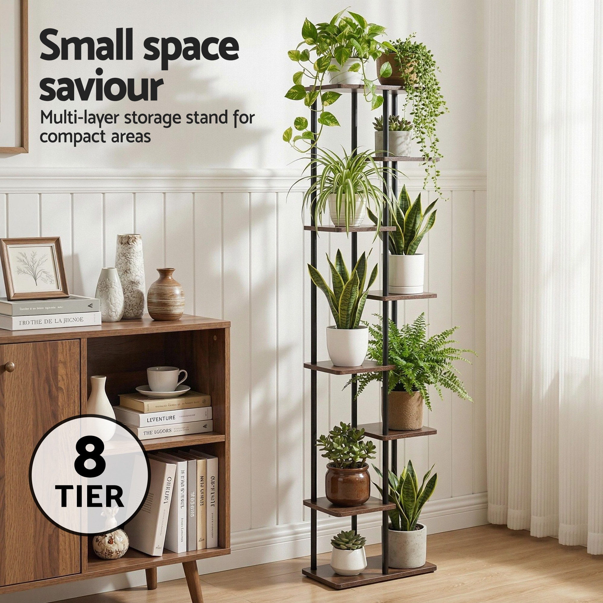 Artiss 8 Tiers Plant Stand Metal Flower Pots Shelf Indoor Outdoor Garden Home - Image 5