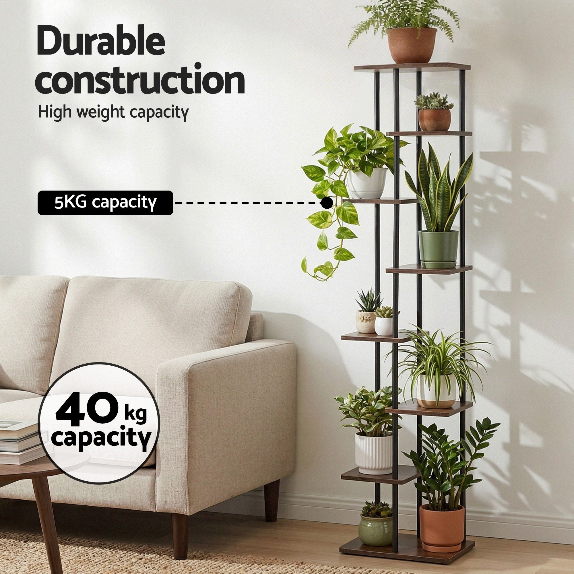 Artiss 8 Tiers Plant Stand Metal Flower Pots Shelf Indoor Outdoor Garden Home - Image 6