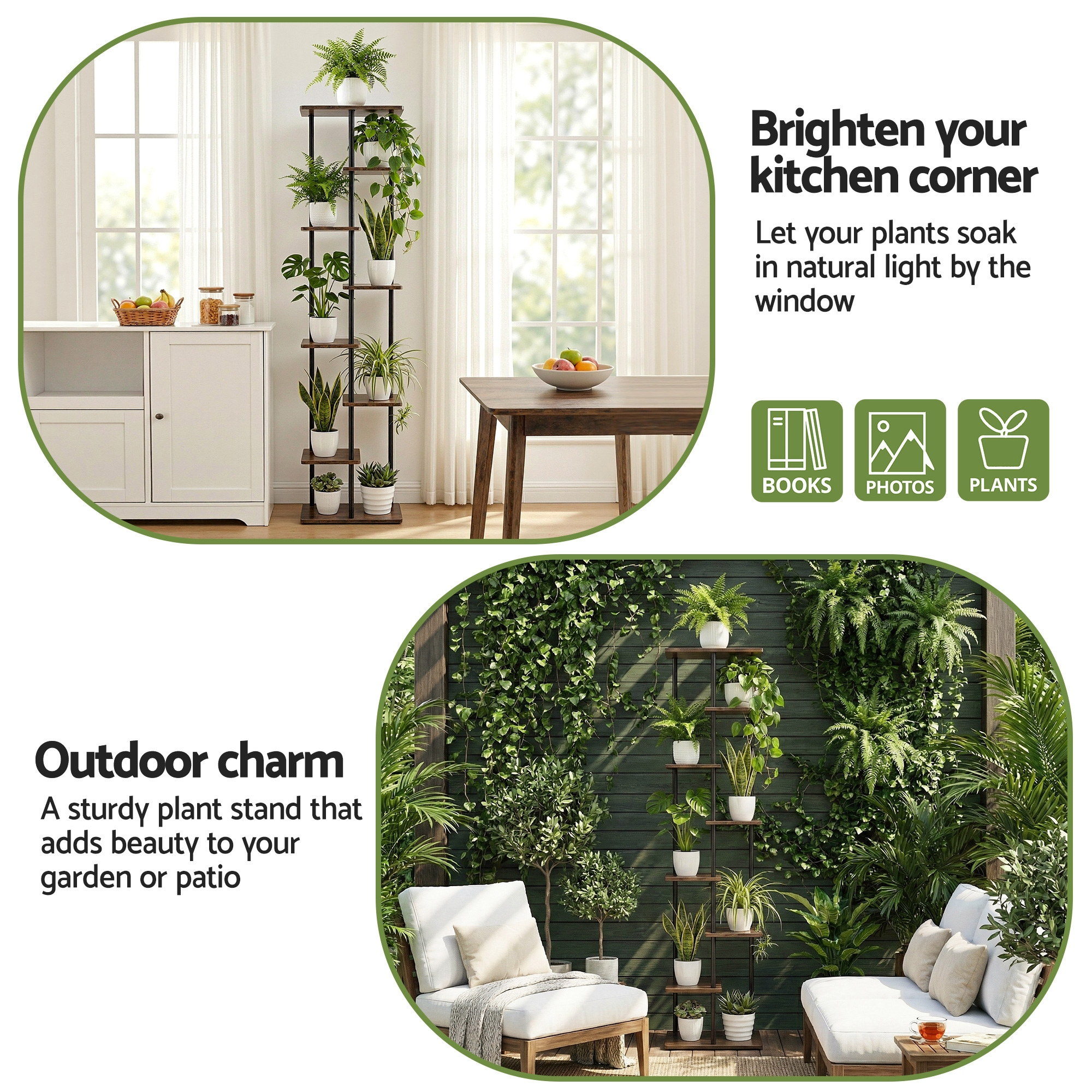 Artiss 8 Tiers Plant Stand Metal Flower Pots Shelf Indoor Outdoor Garden Home - Image 7