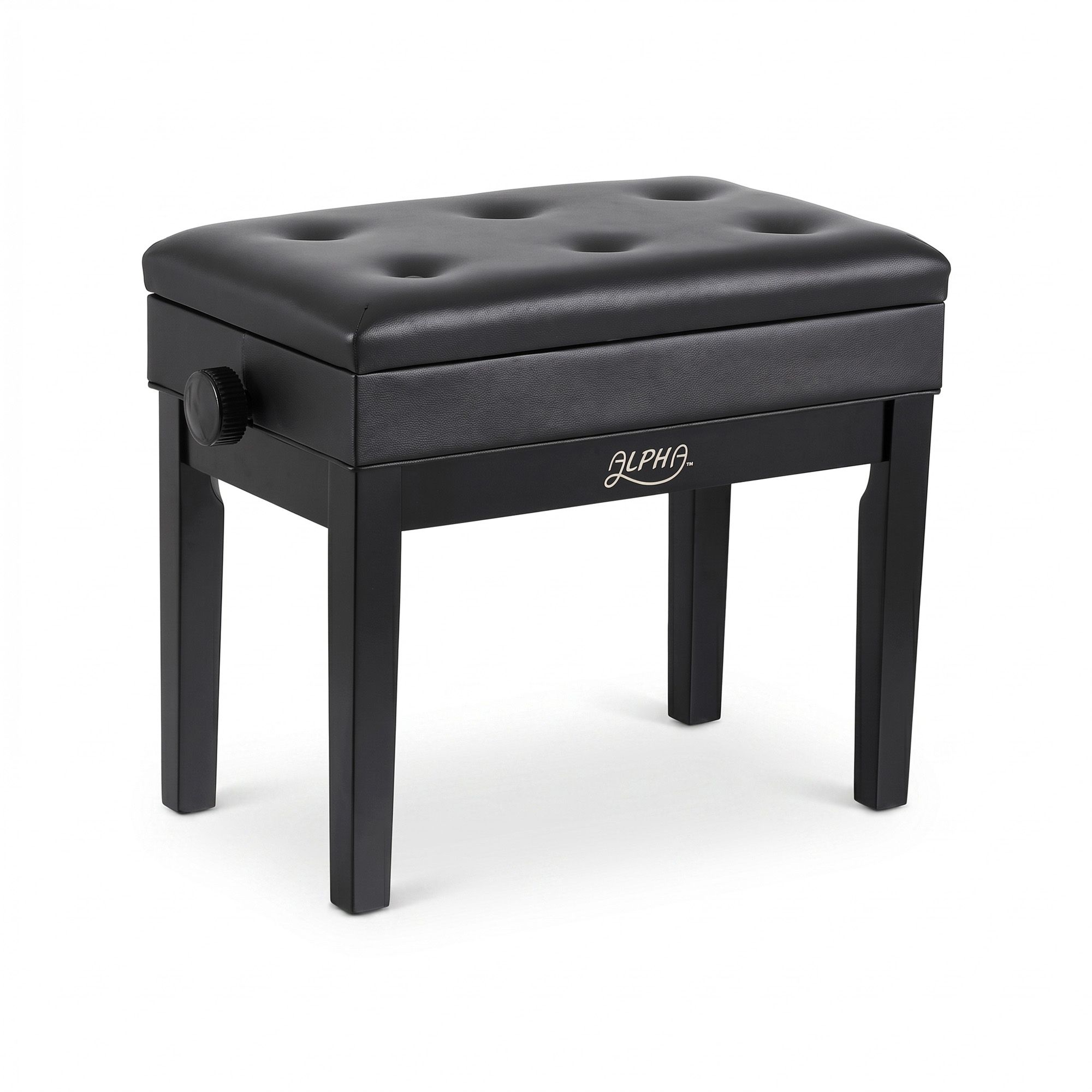 Alpha Adjustable Piano Bench Wooden Keyboard Seat Padded Music Chair Black - Image 1