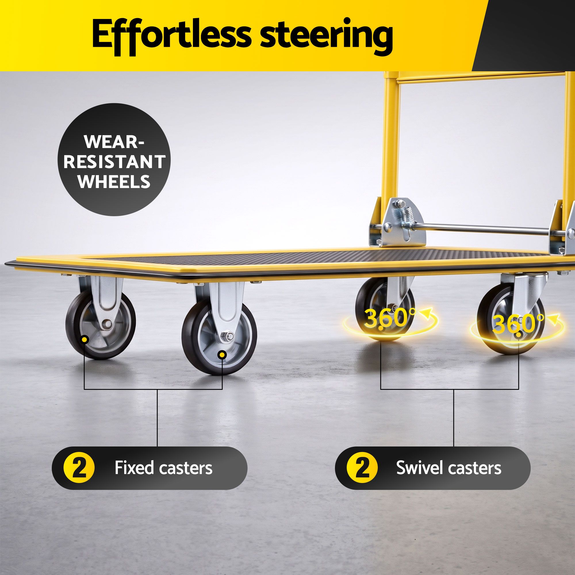 Giantz Platform Trolley Hand Truck Folding Platform Cart 150kg Load Yellow - Image 7