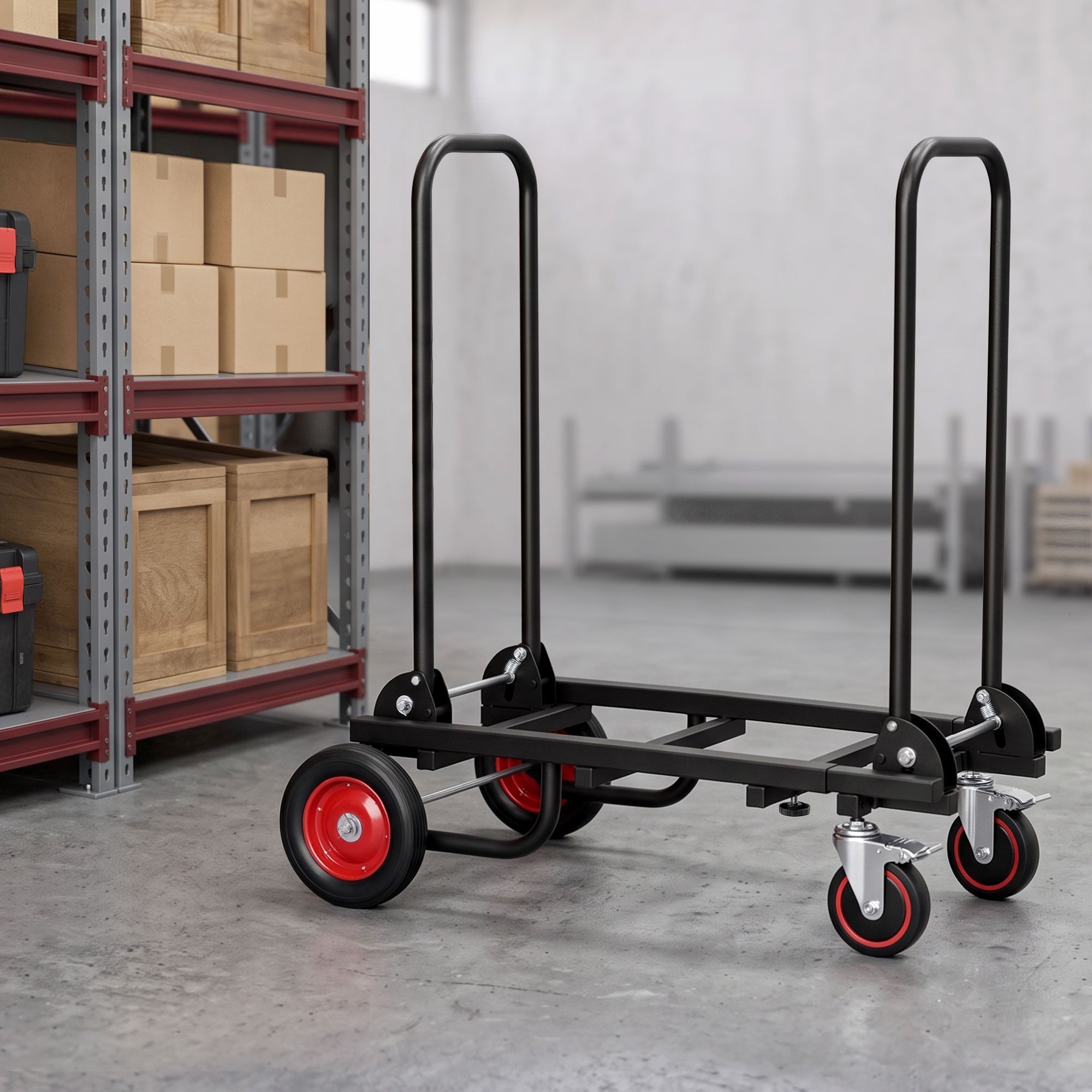 Giantz Foldable Hand Trolley Collapsible Transport Cart 180kg Load Black - Image 1