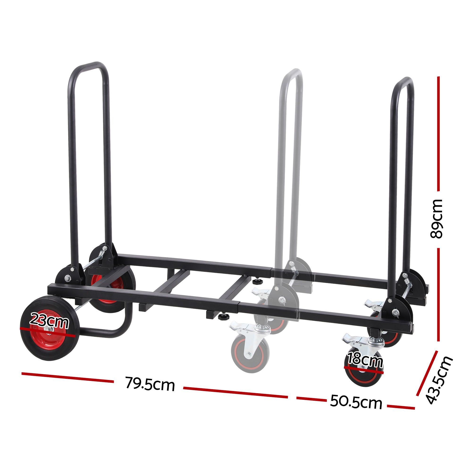 Giantz Foldable Hand Trolley Collapsible Transport Cart 180kg Load Black - Image 3