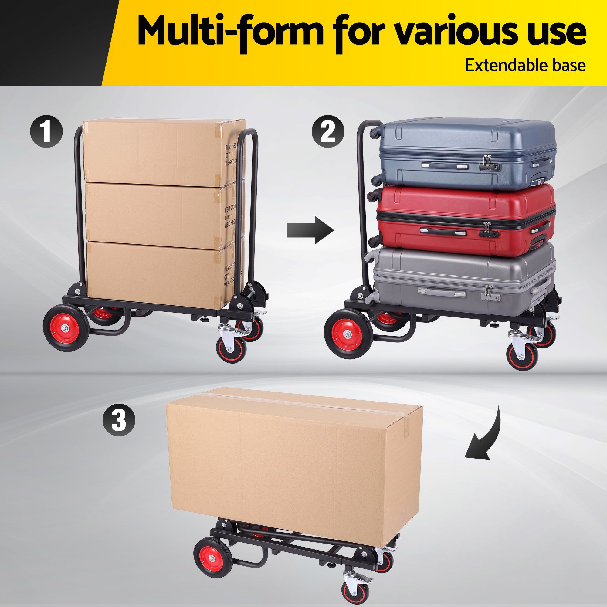 Giantz Foldable Hand Trolley Collapsible Transport Cart 180kg Load Black - Image 6