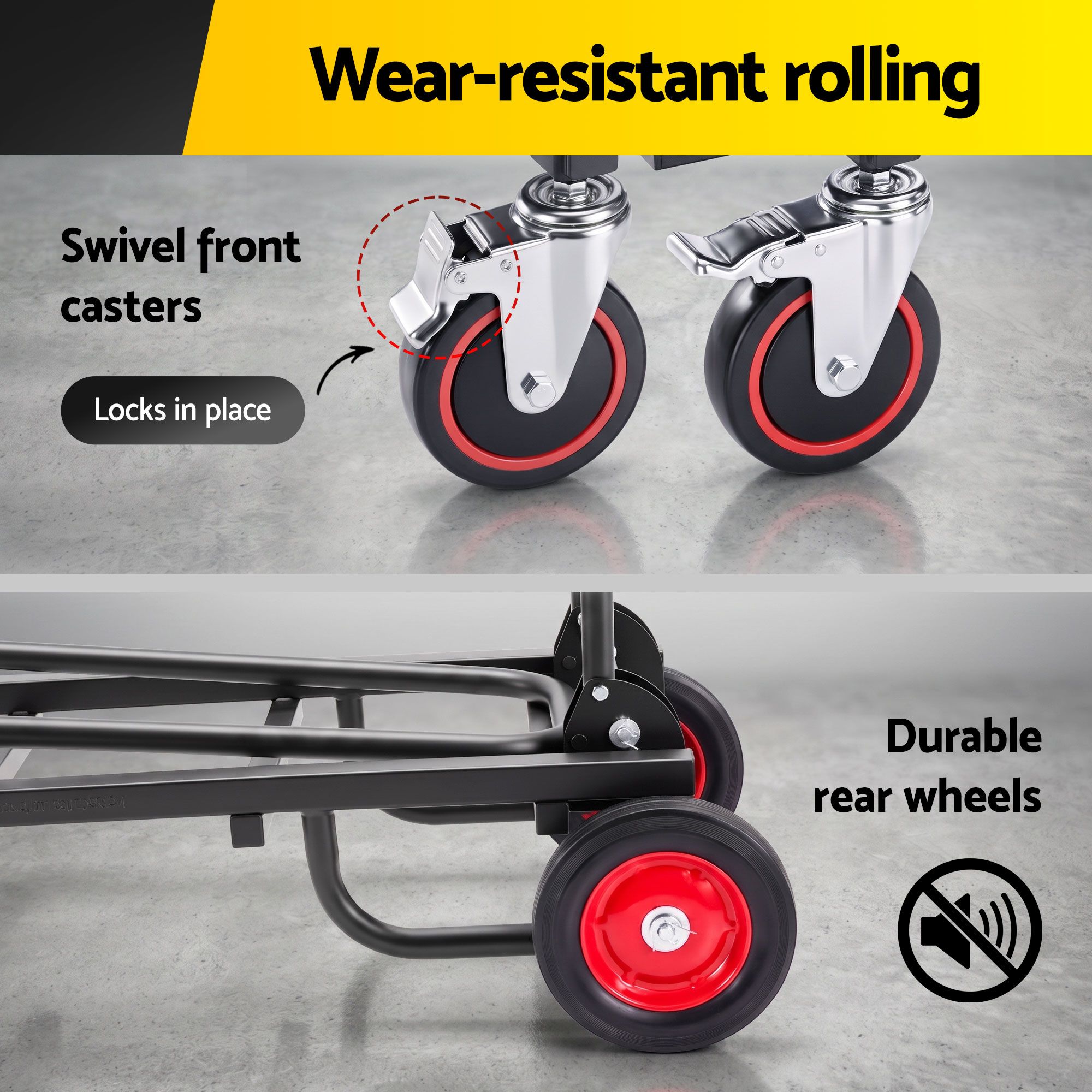 Giantz Foldable Hand Trolley Collapsible Transport Cart 180kg Load Black - Image 7