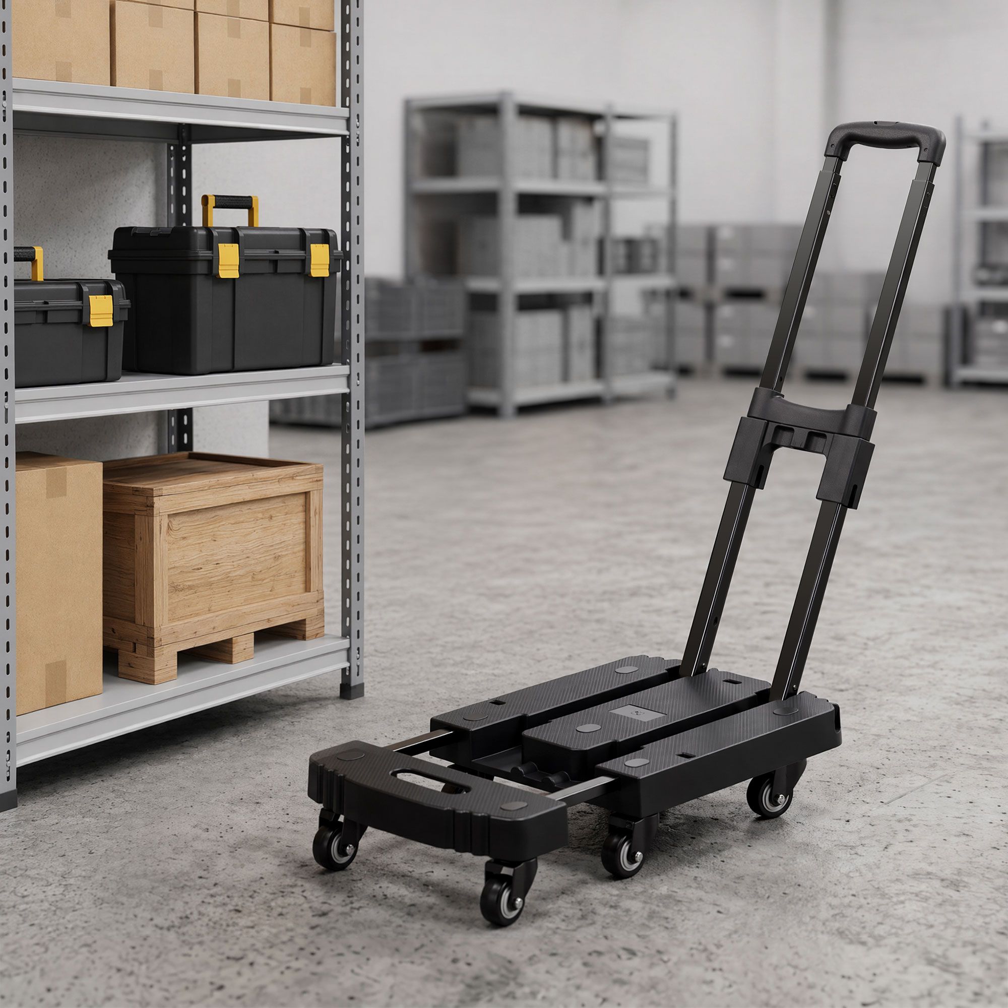Giantz Folding Hand Truck Platform Trolley Foldable Dolly Cart 200kg Load Black - Image 1