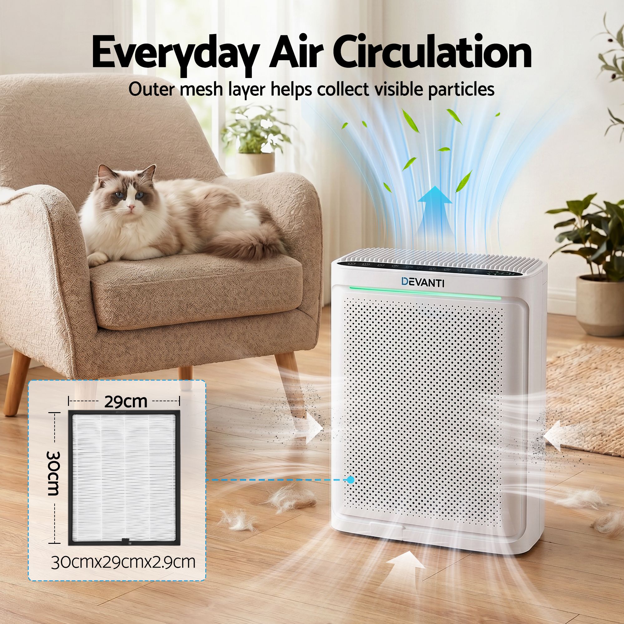 Devanti Air Purifier Replacement Filter H12 HEPA Carbon Cotton - Image 4