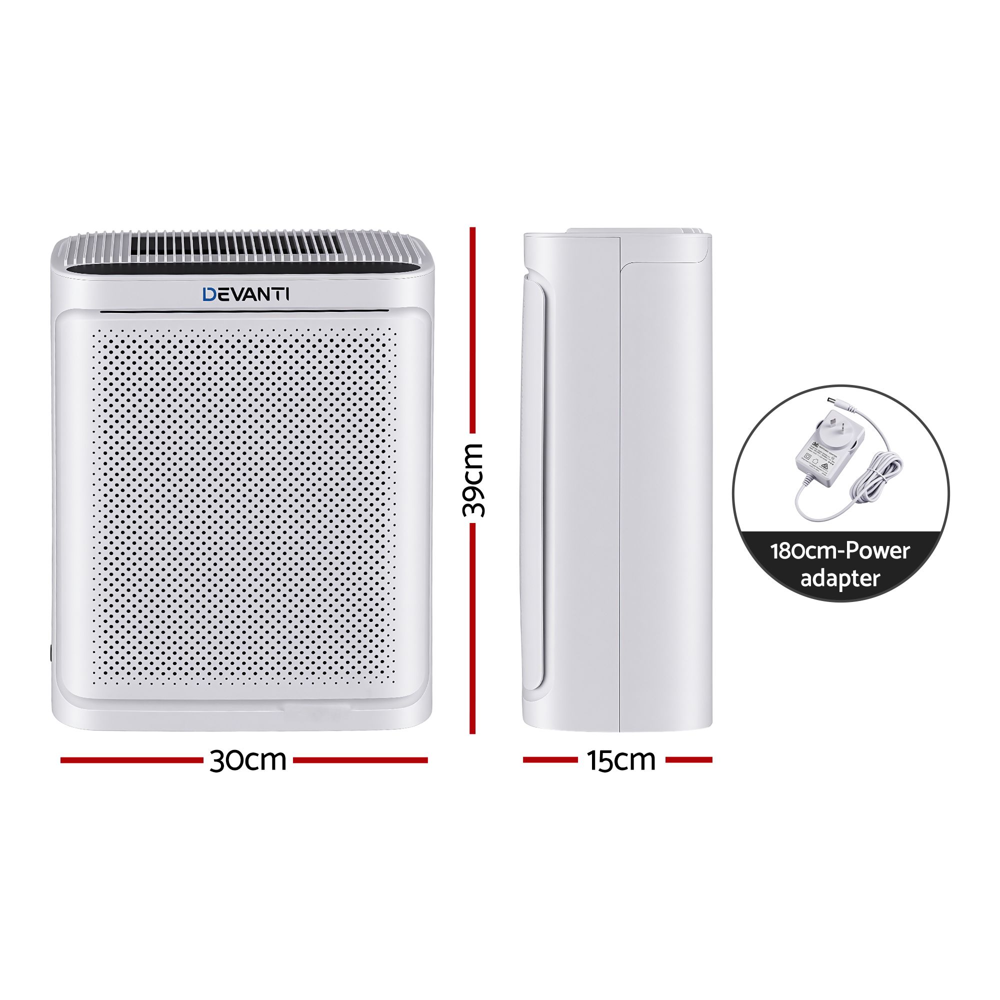 Devanti Air Purifier HEPA Air Cleaner Digital Display Bedroom White - Image 2