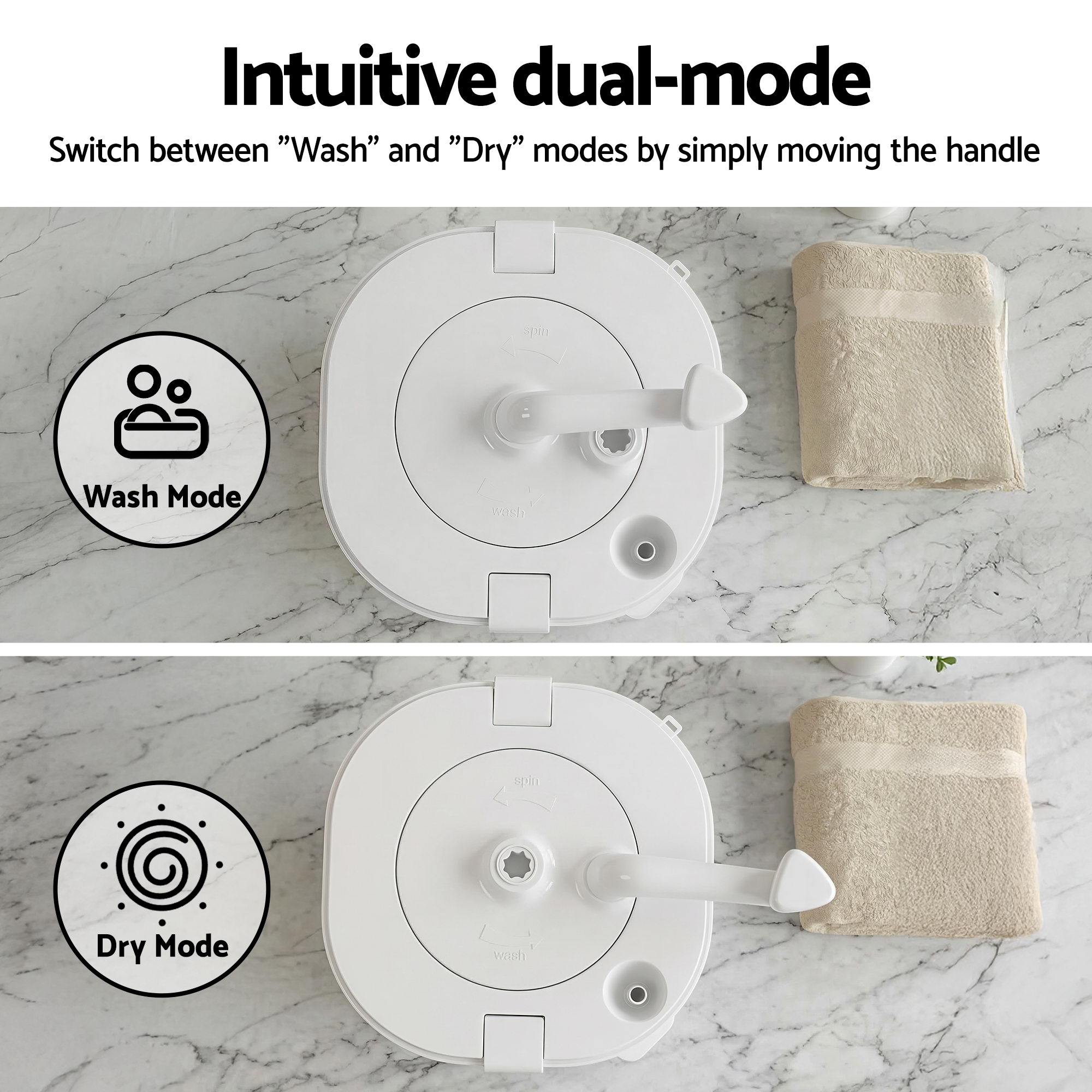 Devanti Portable Washing Machine Manual Spin Dryer Compact for Camping Caravan Apartment - Image 6