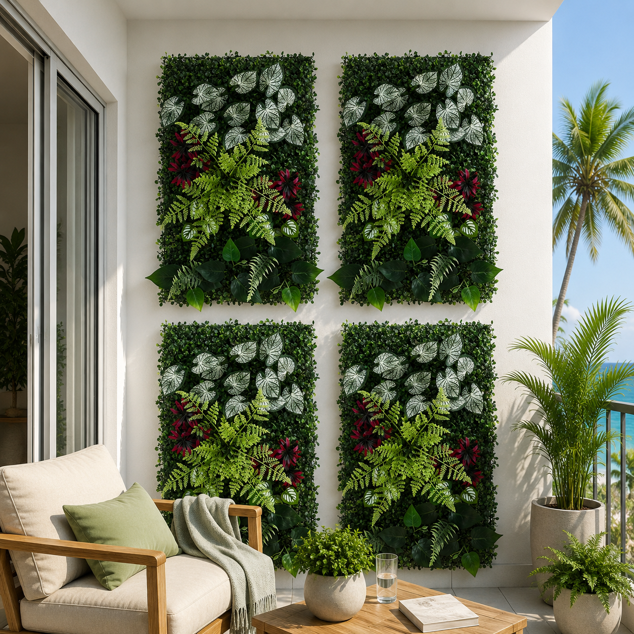 Gardeon 4PCS Artificial Plant Wall Panels 40X60CM Boxwood Panel Flower Backdrop Backyard Green Decor - Image 1
