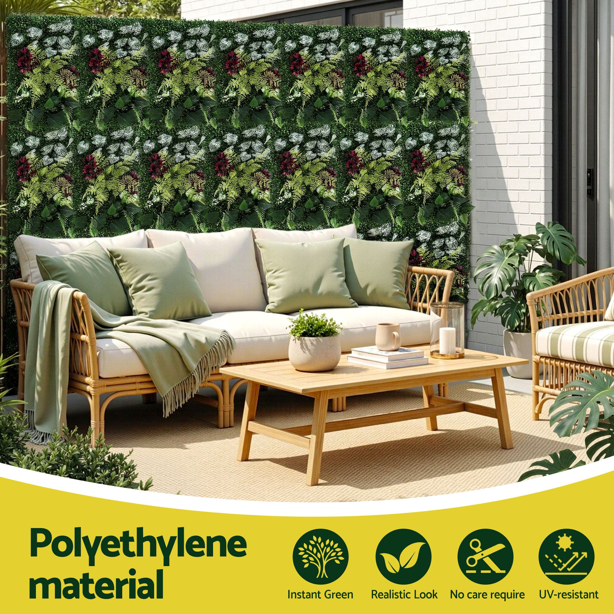 Gardeon 4PCS Artificial Plant Wall Panels 40X60CM Boxwood Panel Flower Backdrop Backyard Green Decor - Image 4