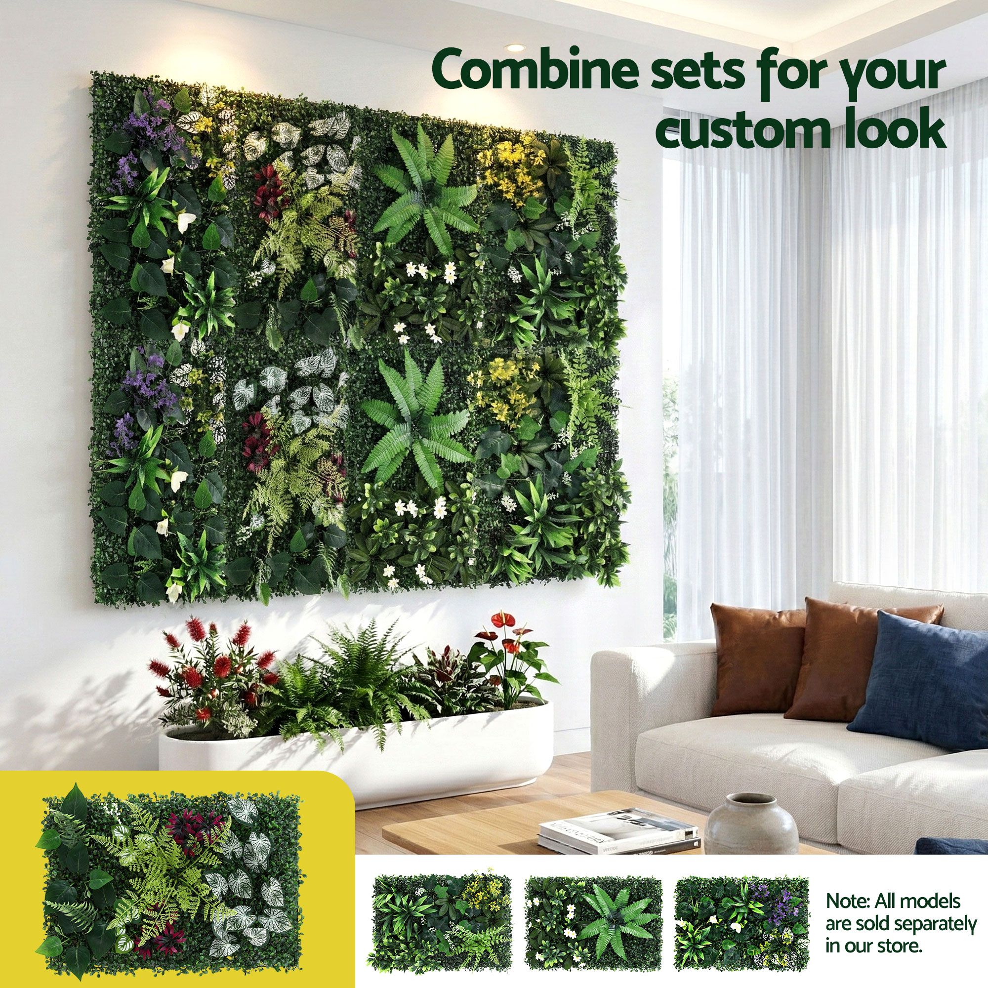 Gardeon 4PCS Artificial Plant Wall Panels 40X60CM Boxwood Panel Flower Backdrop Backyard Green Decor - Image 6