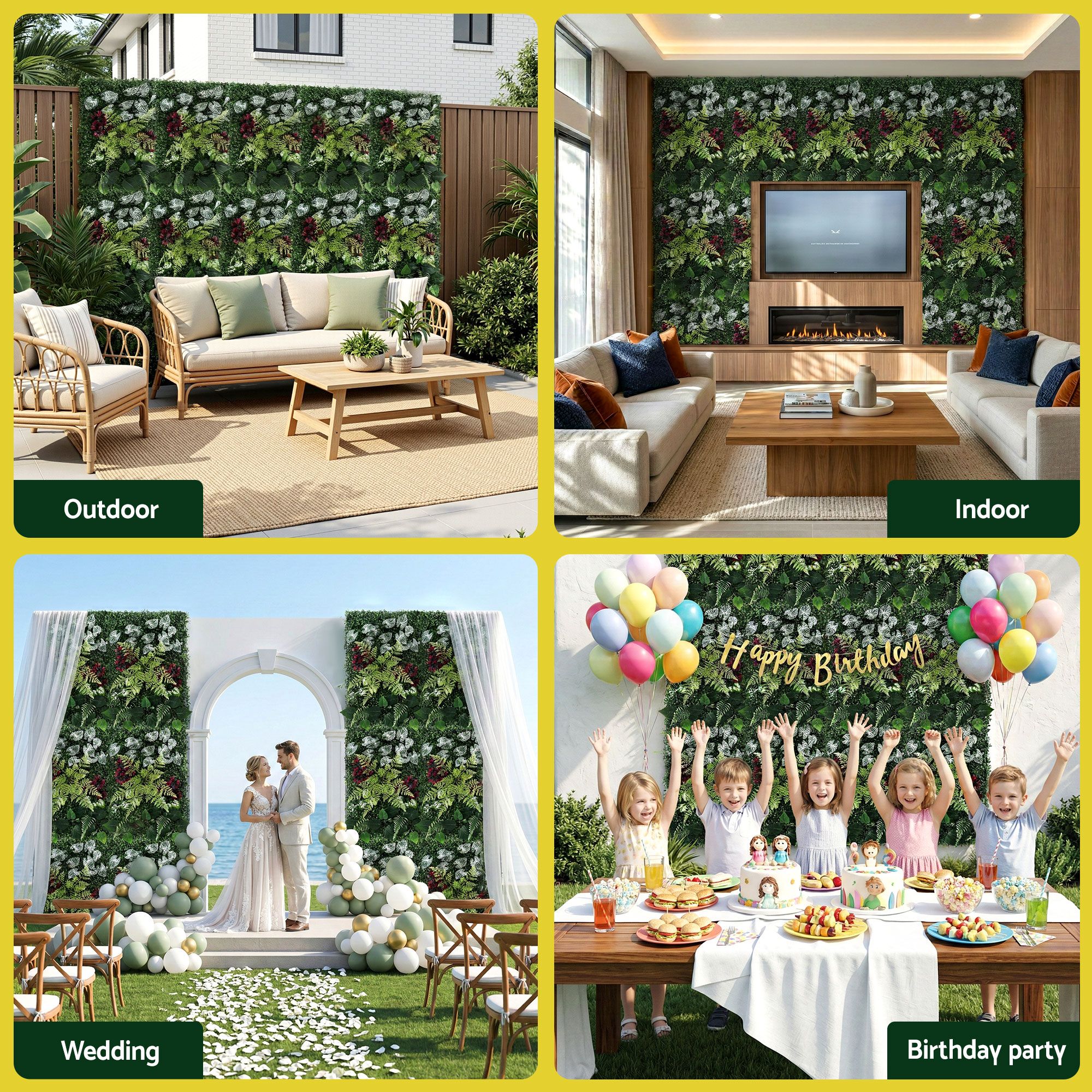 Gardeon 4PCS Artificial Plant Wall Panels 40X60CM Boxwood Panel Flower Backdrop Backyard Green Decor - Image 7