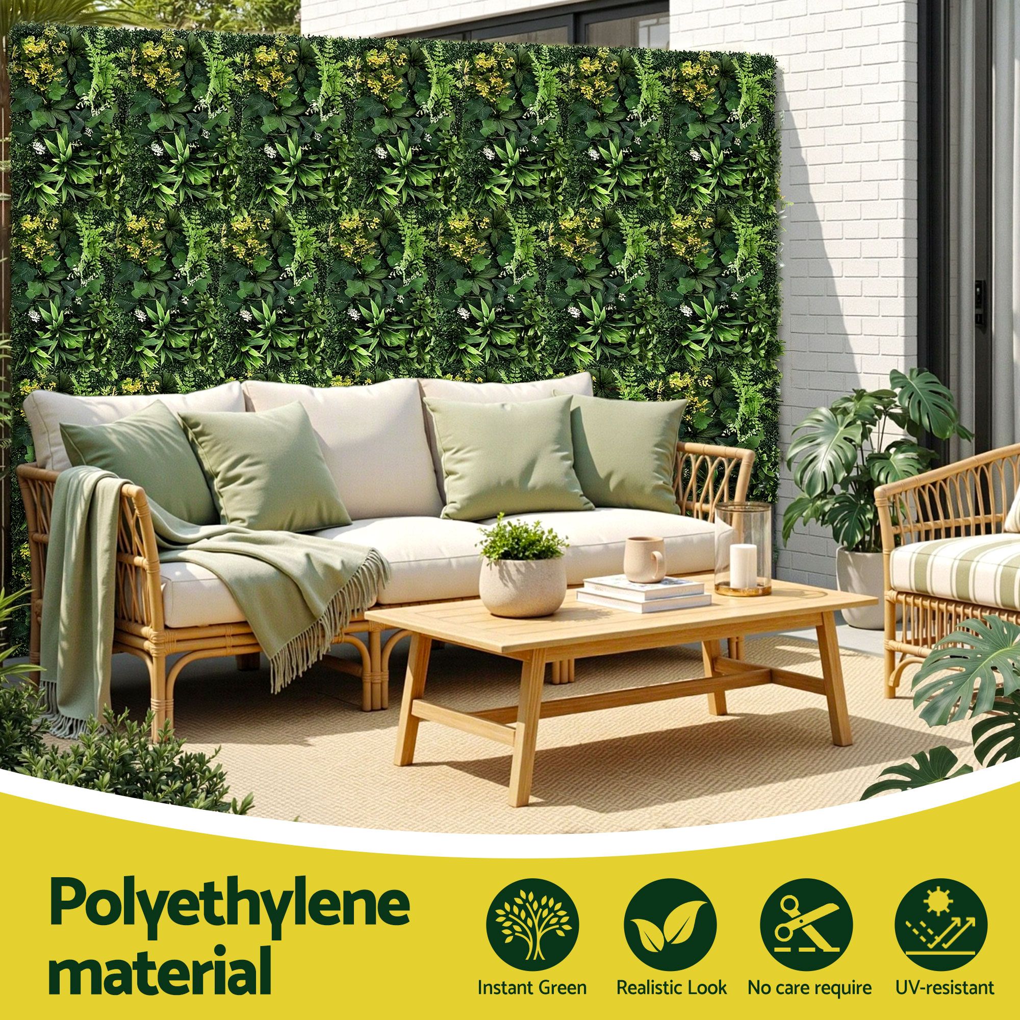 Gardeon 4PCS Artificial Plant Wall Panels 40X60CM Boxwood Panel Backyard Hedge Grass Backdrop Green Decor - Image 4