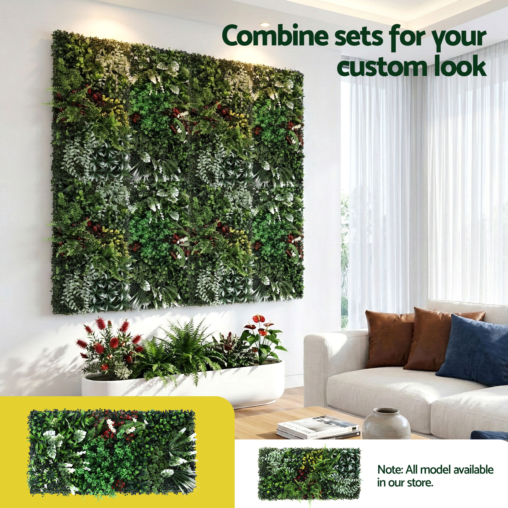 Gardeon Artificial Plant Wall Panels 50X100CM Boxwood Panel Hedge Grass Backdrop Green Decor Backyard - Image 6