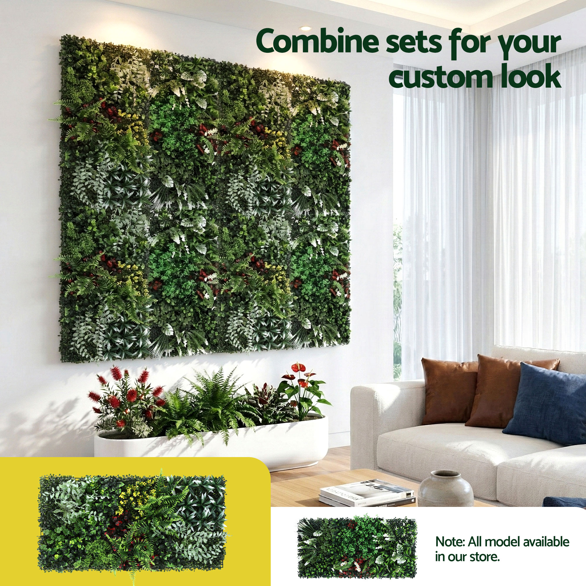 Gardeon Artificial Plant Wall Panels 50X100CM Boxwood Panel Hedge Grass Backdrop Backyard Green Decor - Image 6