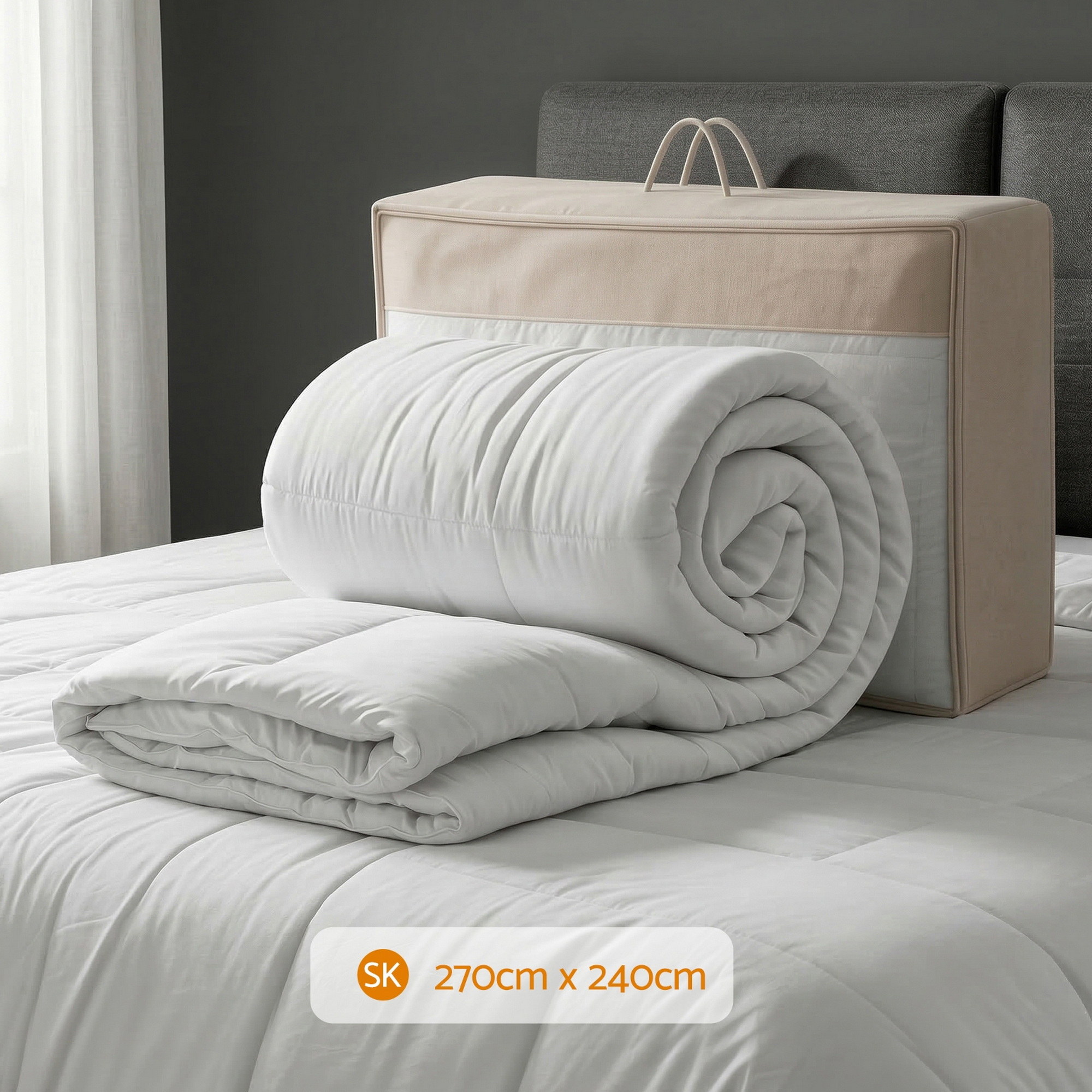 Giselle Bedding Wool Quilt 500GSM Thick Super King Winter Doona Baffle Box Construction 100% Wool Filling - Image 3