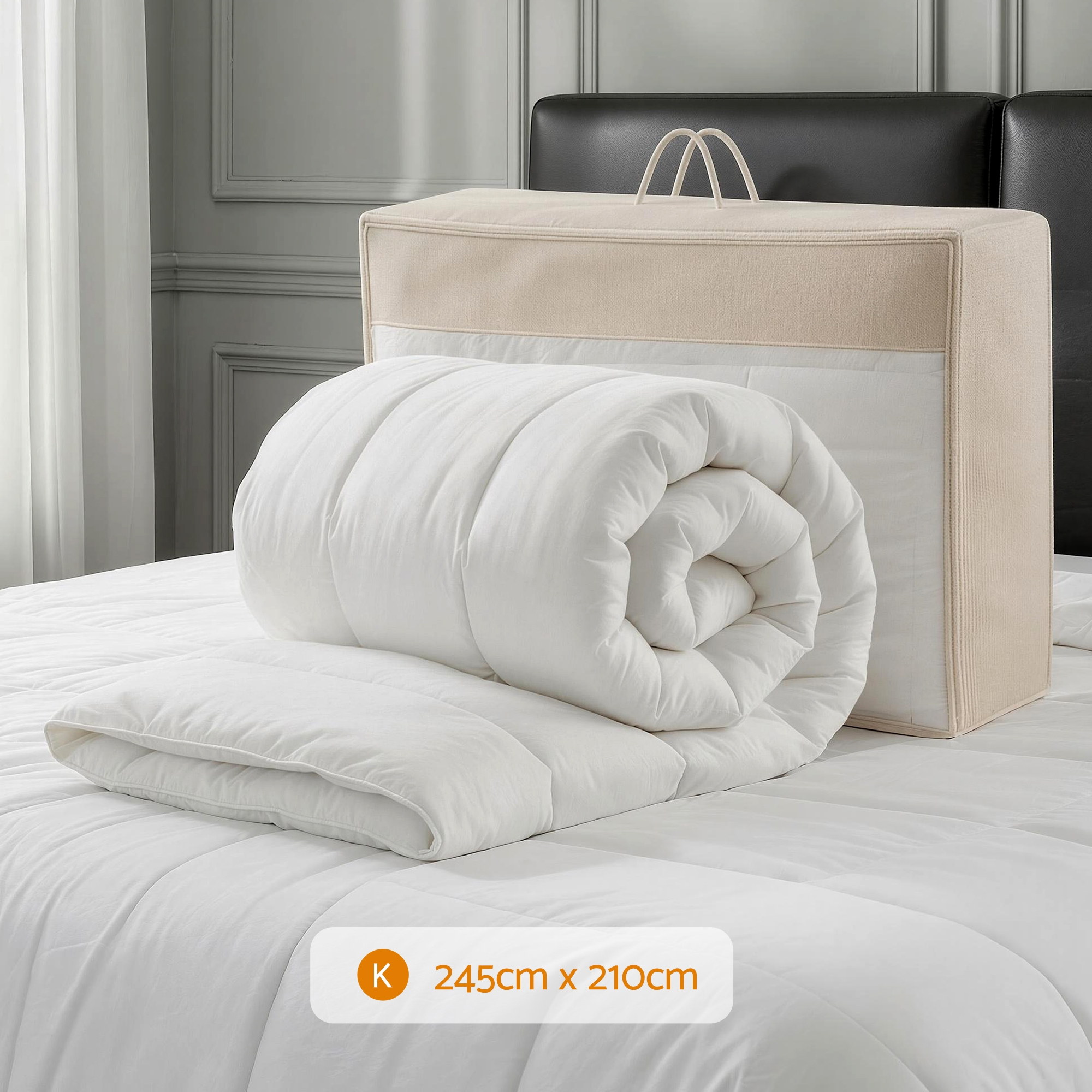 Giselle Bedding Wool Quilt 800GSM Extra Thick King Winter Doona Baffle Box Construction 100% Wool Filling - Image 3