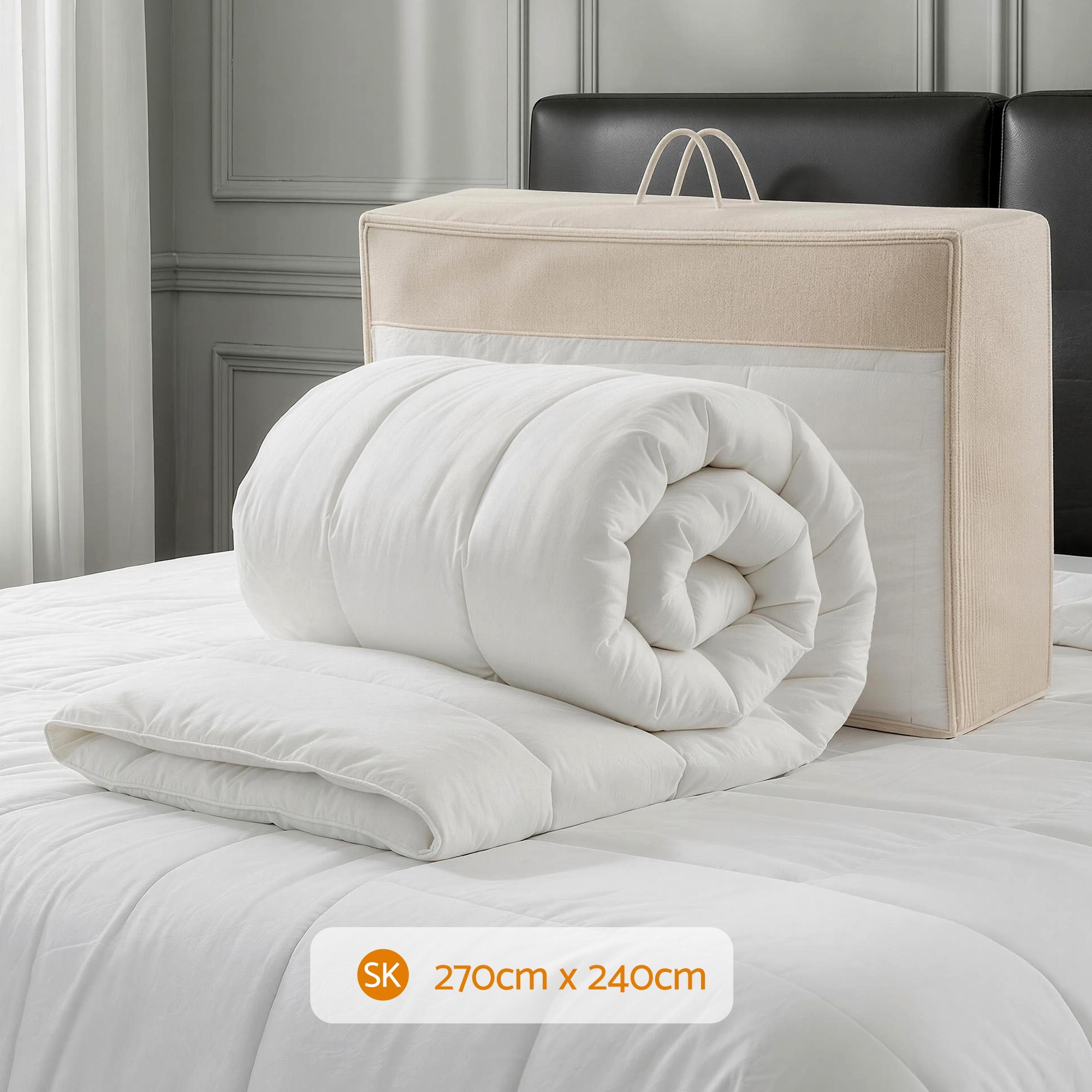 Giselle Bedding Wool Quilt 800GSM Extra Thick Super King Winter Doona Baffle Box Construction 100% Wool Filling - Image 3
