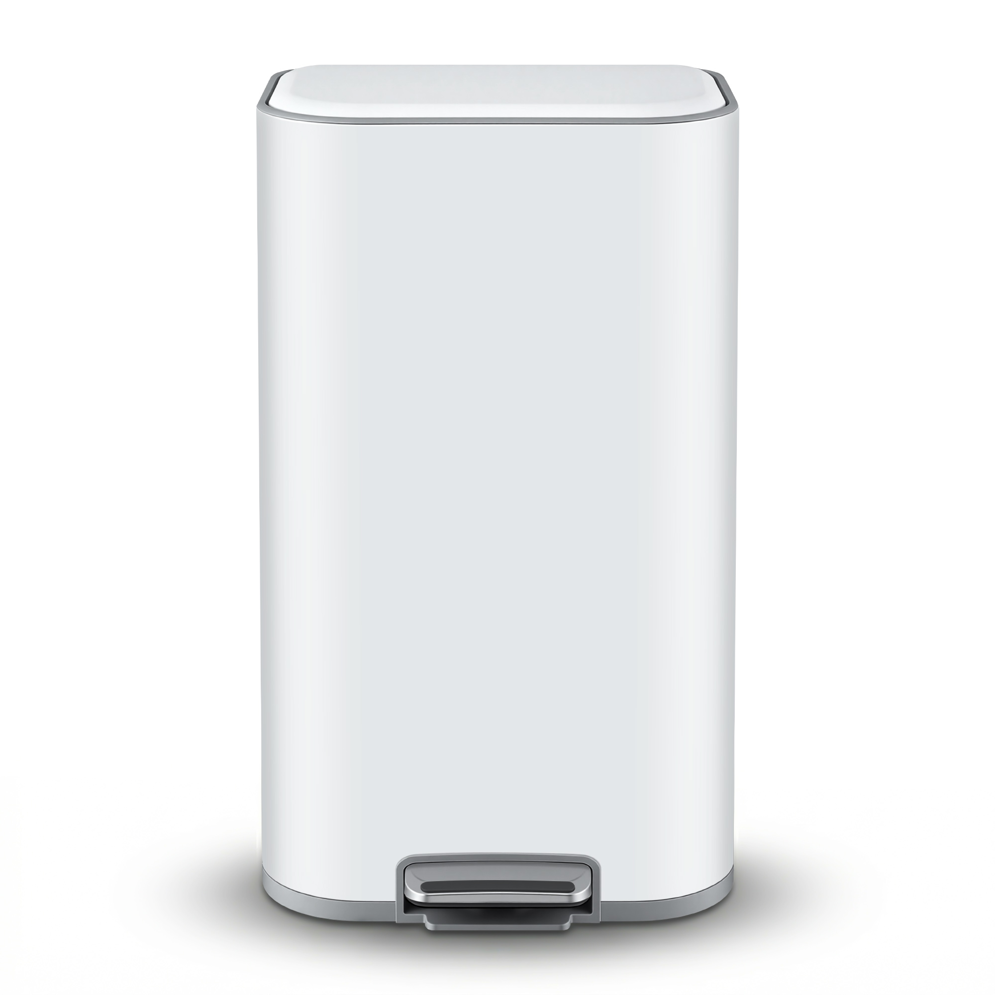 Cefito Kitchen Trash Can 40L Pedal Bins Rubbish Bin Steel with Soft Close Lid, Removable Inner Bucket, Rectangular Garbage Can Recycling Bin, White - Image 3