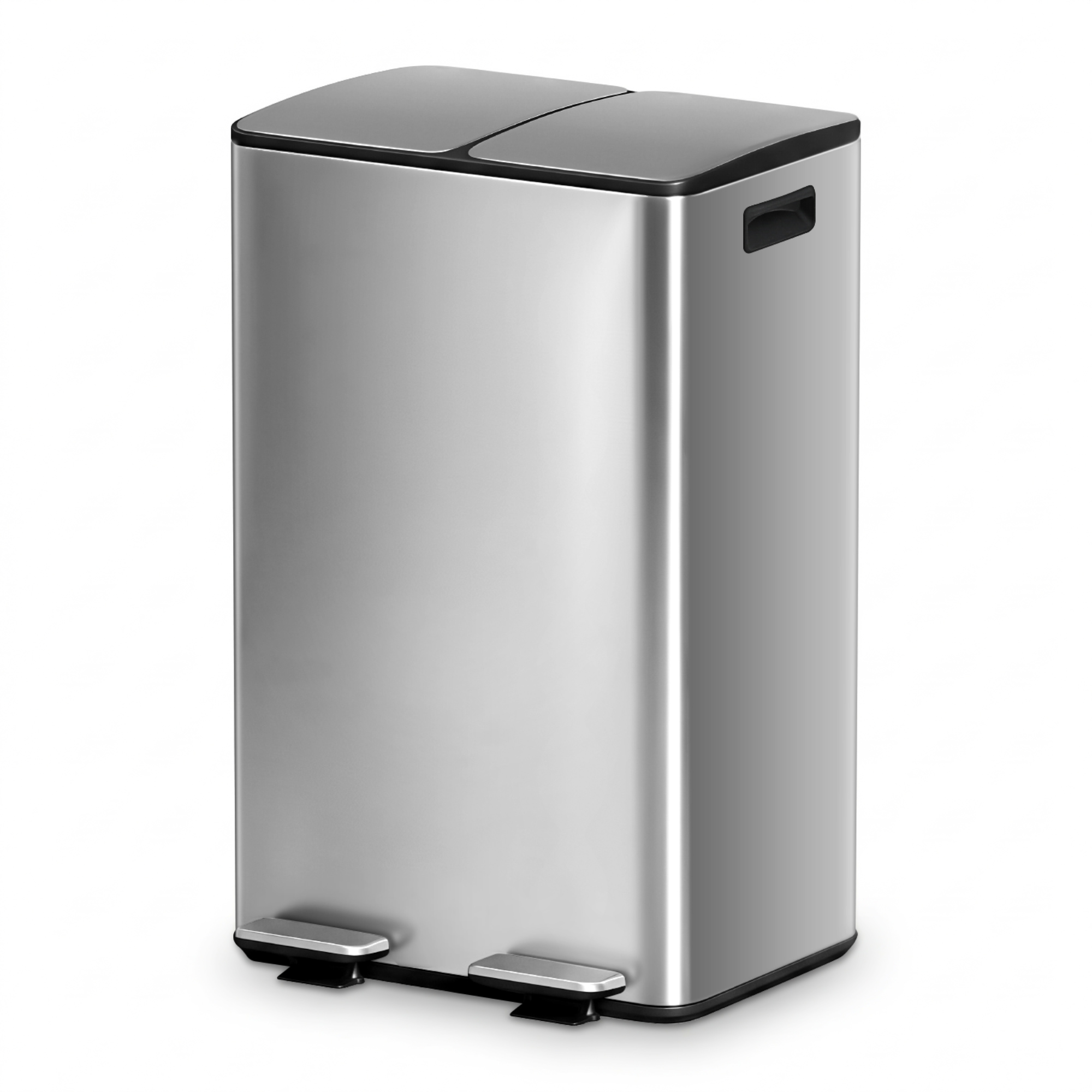 Cefito Pedal Bins Rubbish Bin Dual Compartment Waste Recycle Dustbins 60L Silver - Image 1