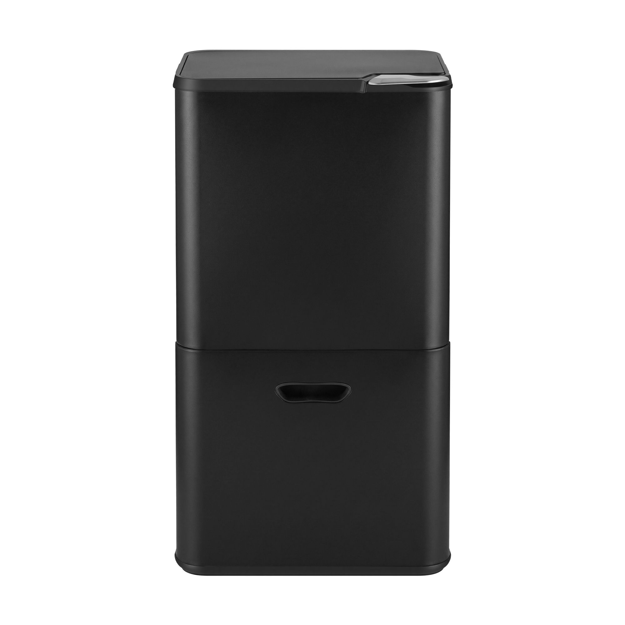 Cefito 63L Rubbish Bin 3 Compartment Carbon Steel Split Door Trash Can Black - Image 3