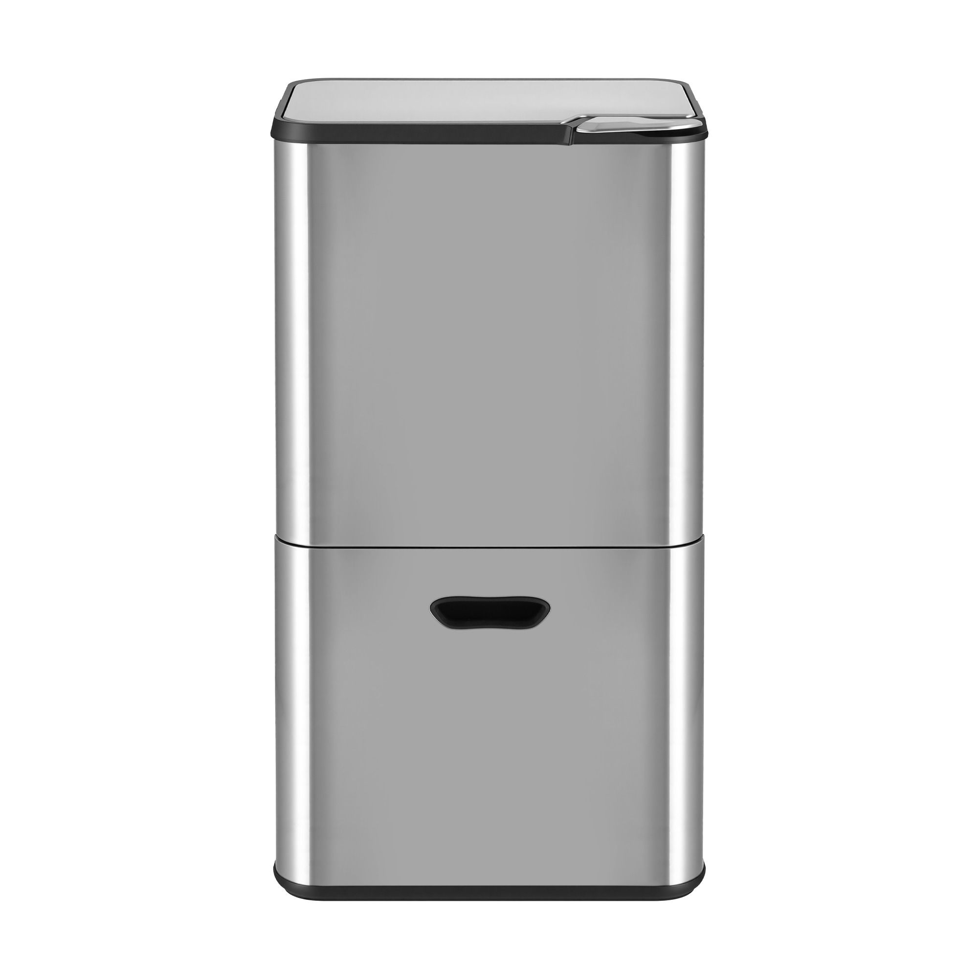 Cefito 63L Rubbish Bin 3 Compartment Stainless Steel Split Door Trash Can Silver - Image 3