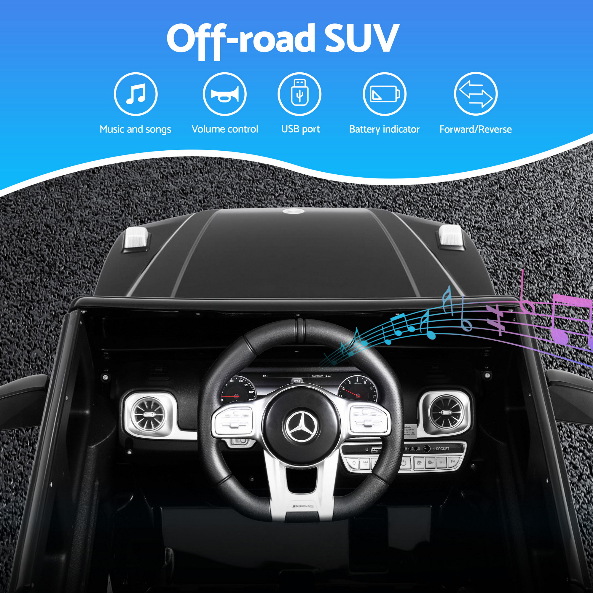 Kids Electric Ride On Car Mercedes-Benz Licensed AMG G63 Toy Cars 12V Black - Image 5