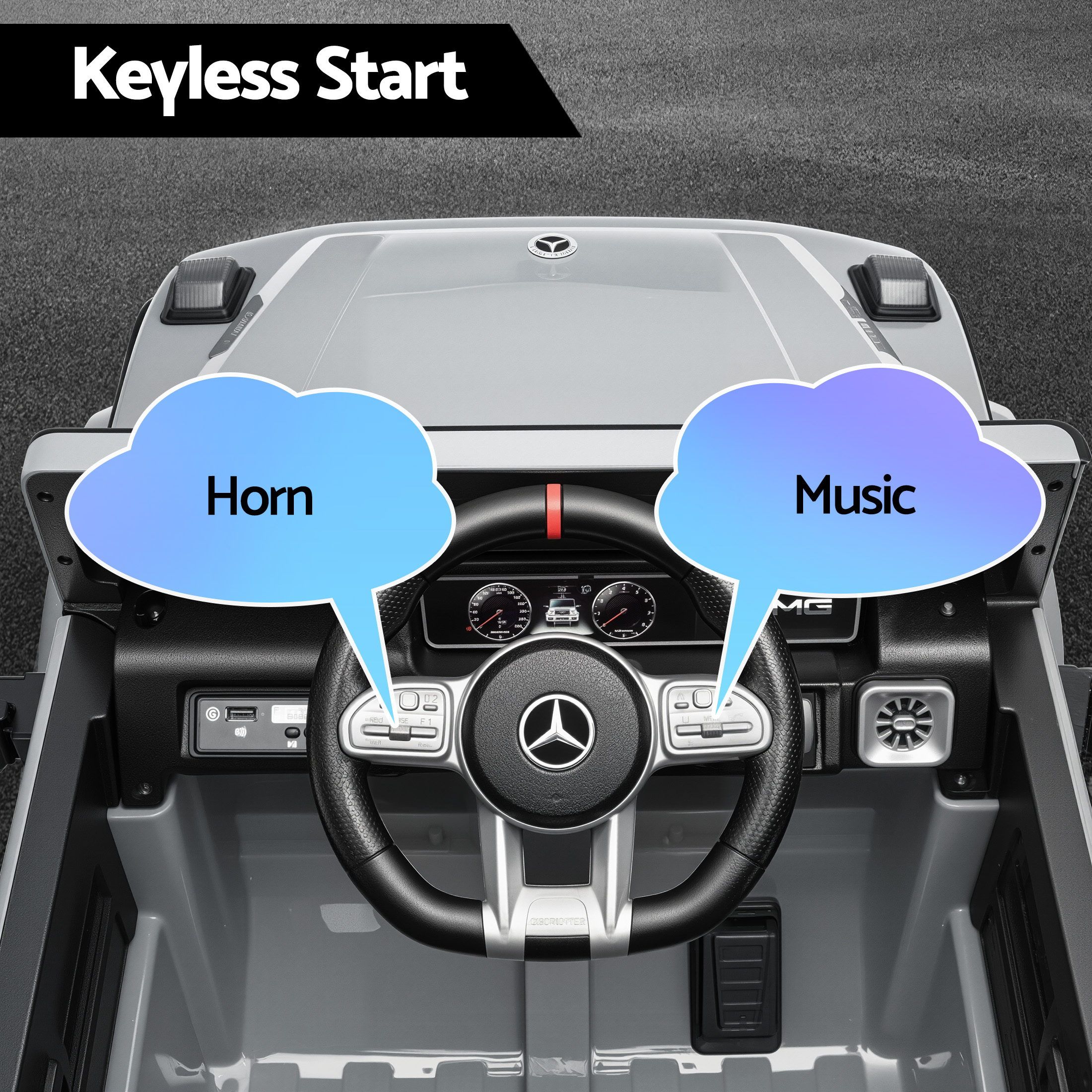 Kids Electric Ride On Car G63 Toy Cars Remote Control Grey - Image 6