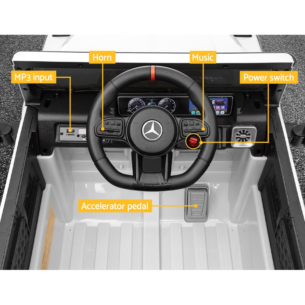 Kids Electric Ride On Car Mercedes-Benz Licensed AMG G63 Toy Cars Remote White - Image 6